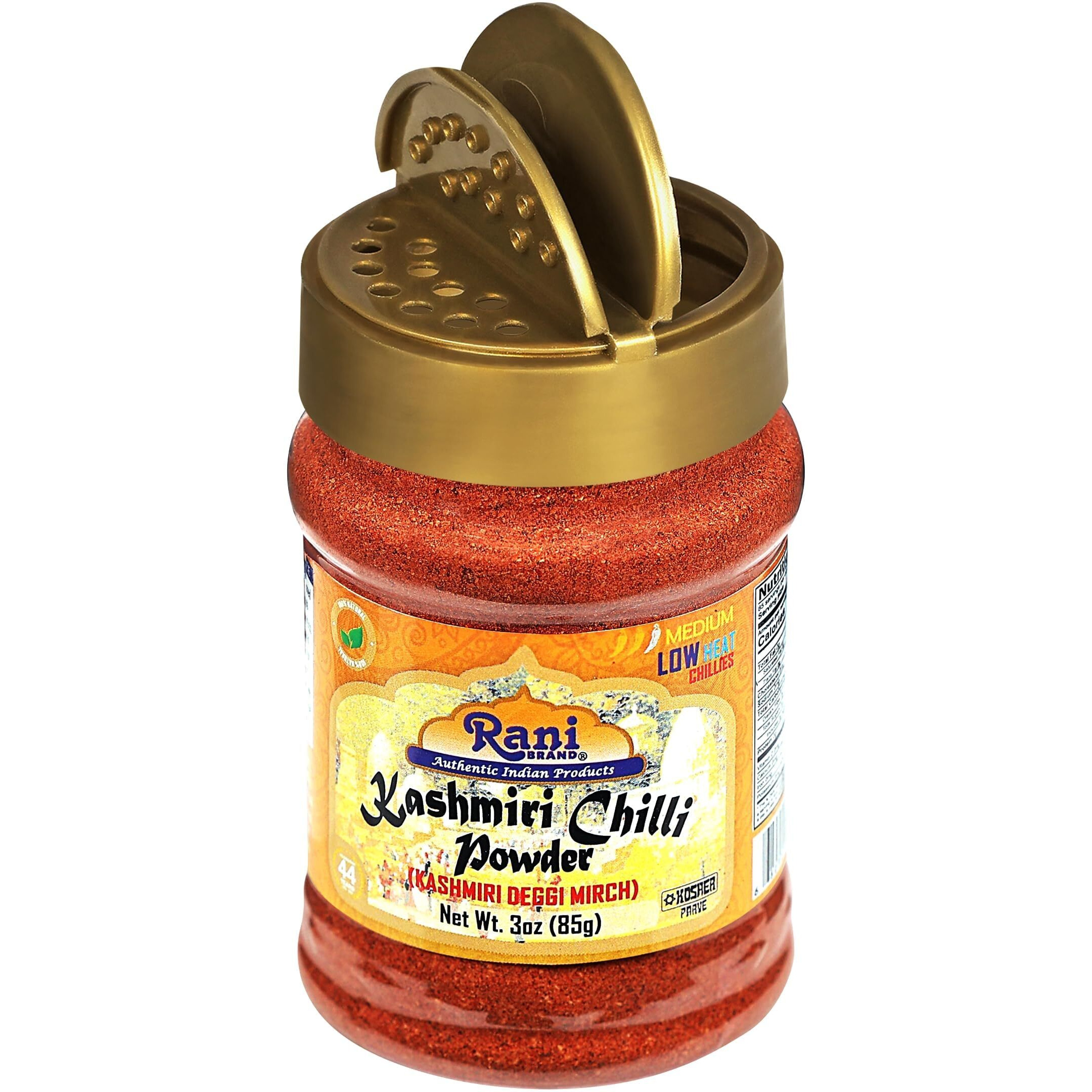 Rani Kashmiri Chilli Powder (Deggi Mirch, Low Heat) Ground Indian Spice 3oz (85g) PET Jar, Pack of 12 ~ All Natural, Salt-Free, Vegan, No Colors, Gluten Friendly, NON-GMO, Kosher, Indian Origin