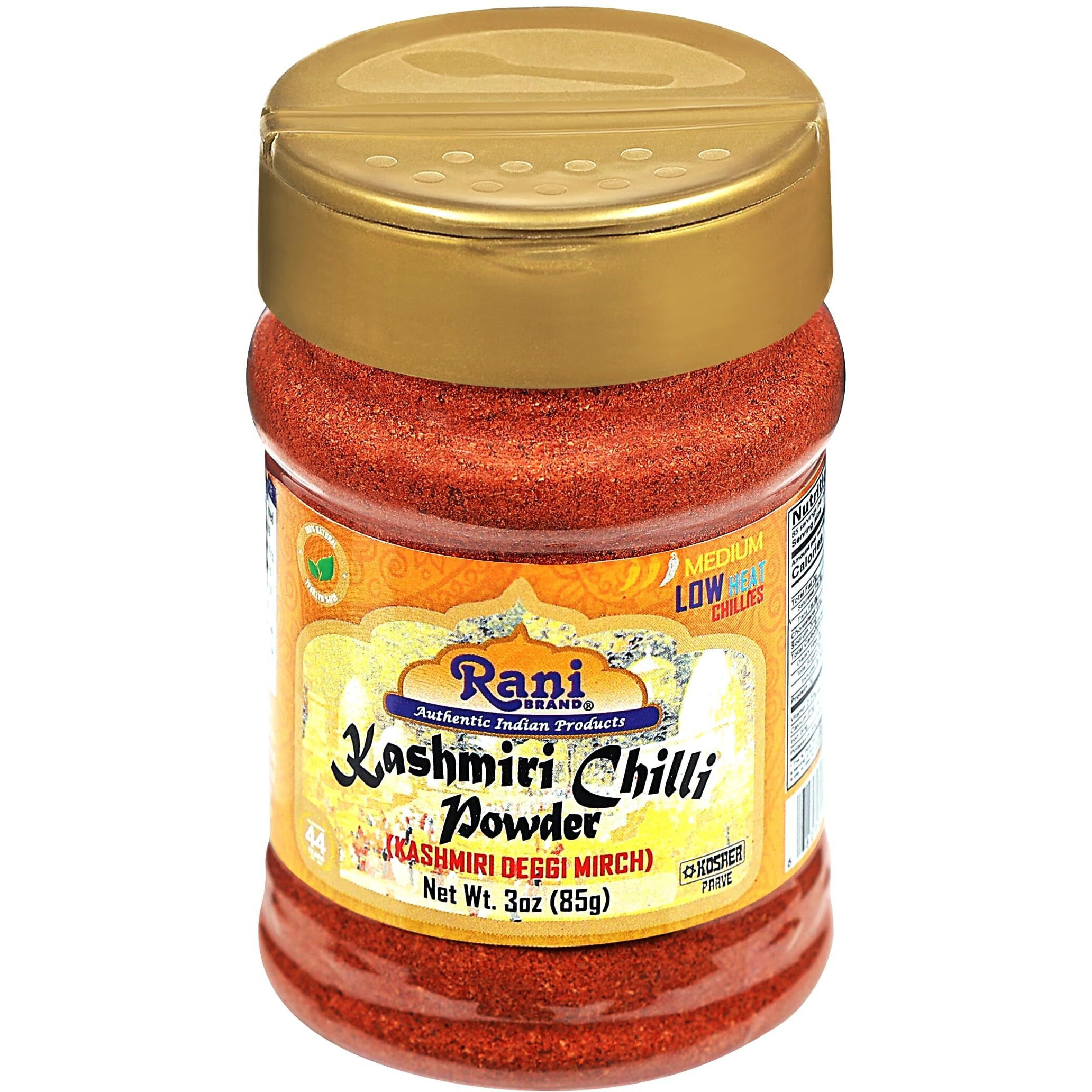 Rani Kashmiri Chilli Powder (Deggi Mirch, Low Heat) Ground Indian Spice 3oz (85g) PET Jar, Pack of 12 ~ All Natural, Salt-Free, Vegan, No Colors, Gluten Friendly, NON-GMO, Kosher, Indian Origin