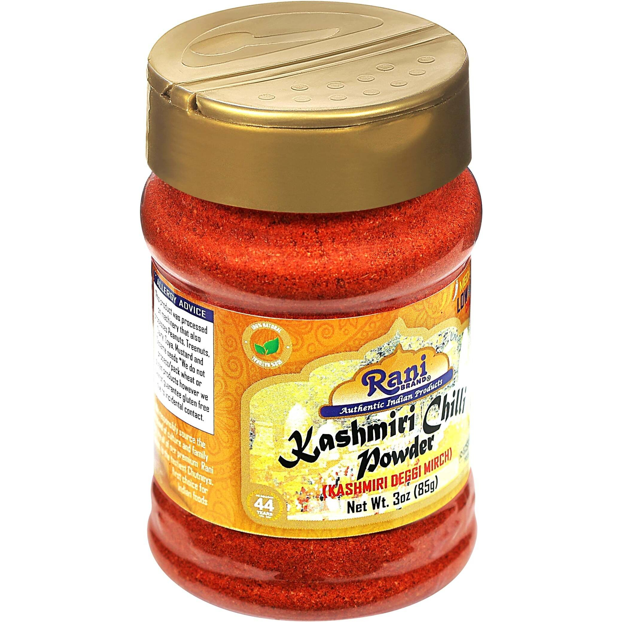 Rani Kashmiri Chilli Powder (Deggi Mirch, Low Heat) Ground Indian Spice 85g PET Jar ~ All Natural, Salt-Free, Vegan, Kosher, Gluten Friendly, Perfect for Deviled Eggs & Other Low Heat Dishes