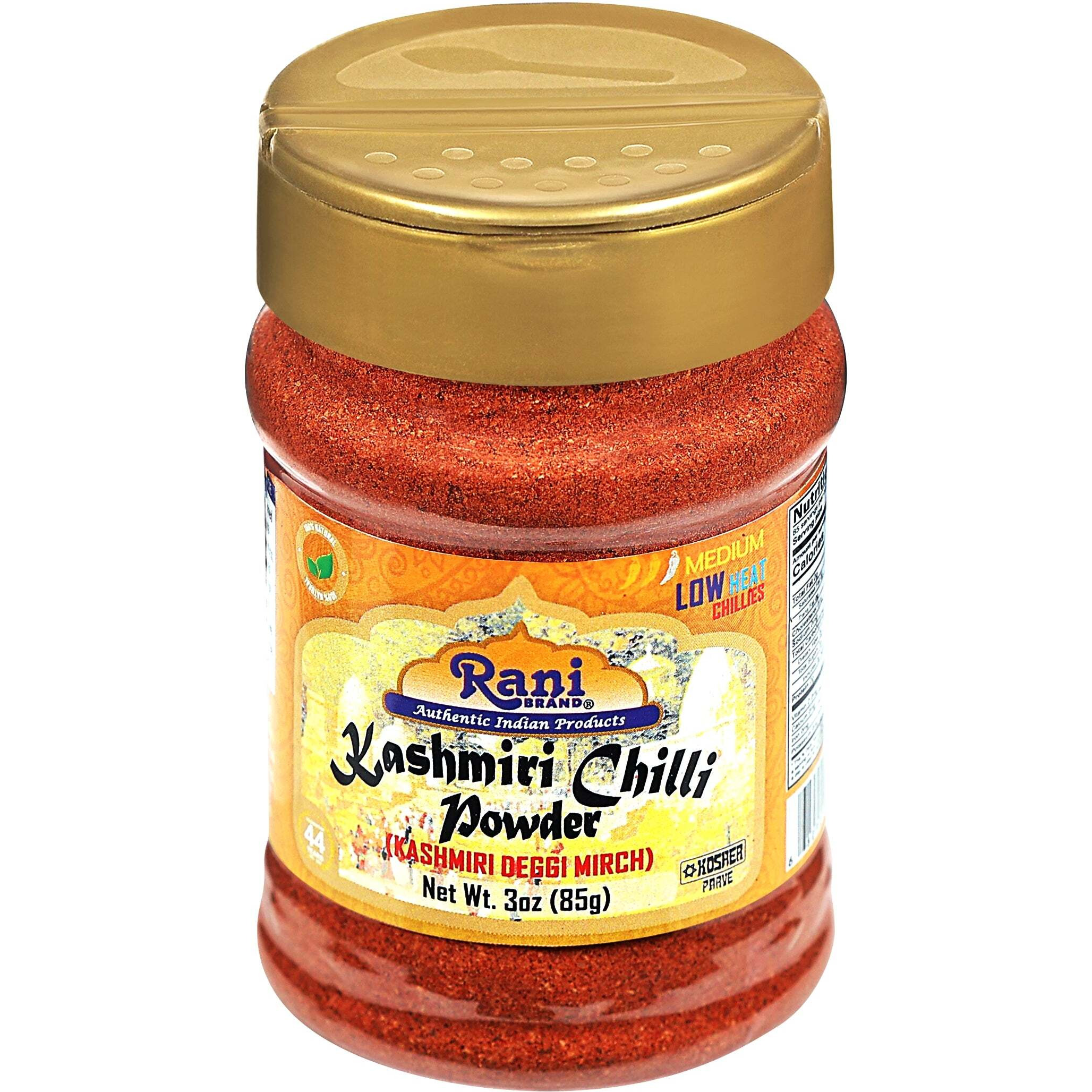 Rani Kashmiri Chilli Powder (Deggi Mirch, Low Heat) Ground Indian Spice 85g PET Jar ~ All Natural, Salt-Free, Vegan, Kosher, Gluten Friendly, Perfect for Deviled Eggs & Other Low Heat Dishes