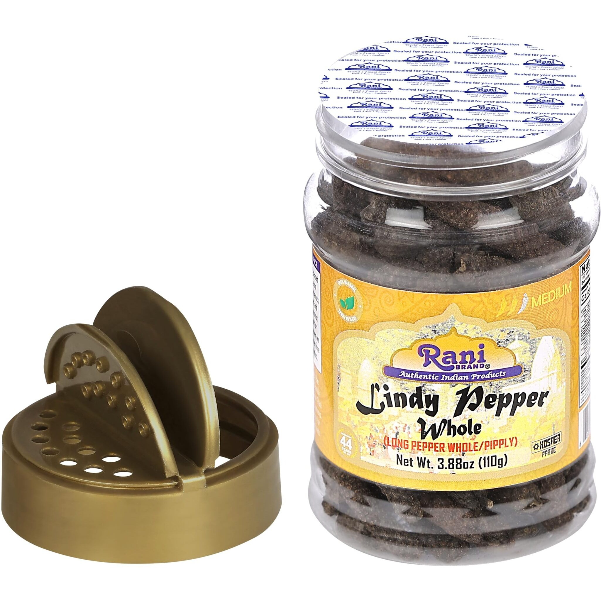 Rani Lindy Pepper Whole (Long Pepper, Piper Longum, Pipli) 3.88oz (110g) PET Jar ~ All Natural, Gluten Friendly, NON-GMO, Vegan, Indian Origin