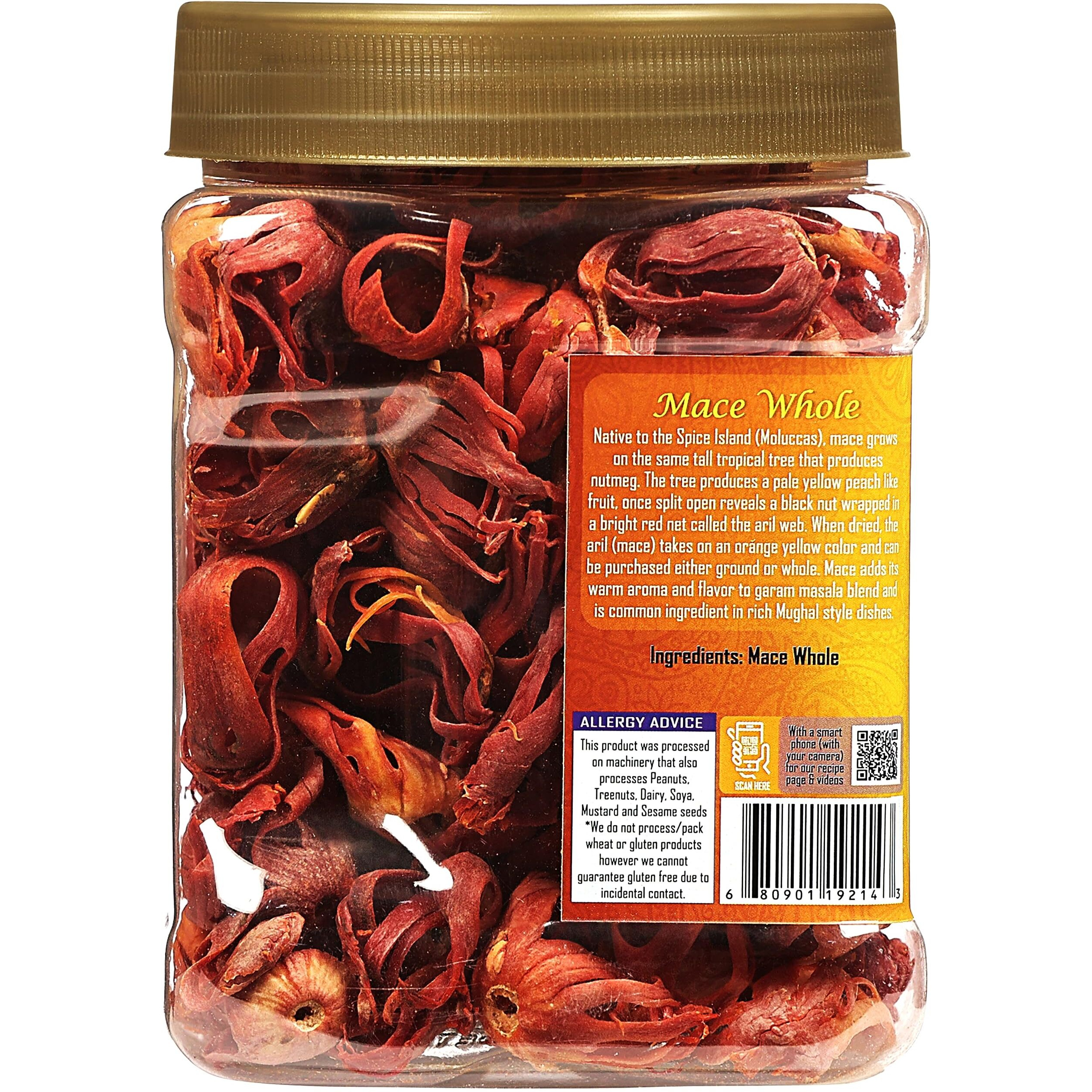 Rani Mace Whole (Javathri), Spice 3.5oz (100g) PET Jar ~ All Natural, Vegan, Gluten Friendly, NON-GMO, Kosher, Indian Origin