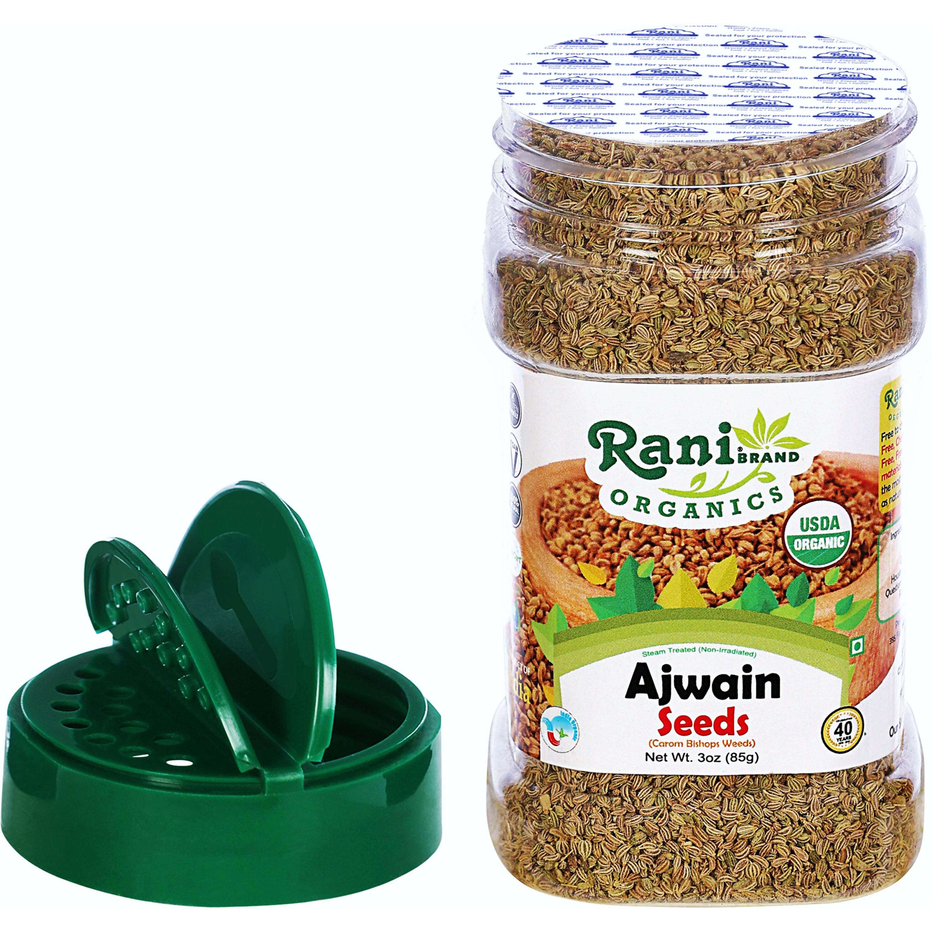 Rani Organic Ajwain Seeds (Carom Bishops Weed) Whole Indian Spice 3oz (85g) PET Jar ~ All Natural, Vegan, Gluten Friendly, NON-GMO, Indian Origin, USDA Certified Organic