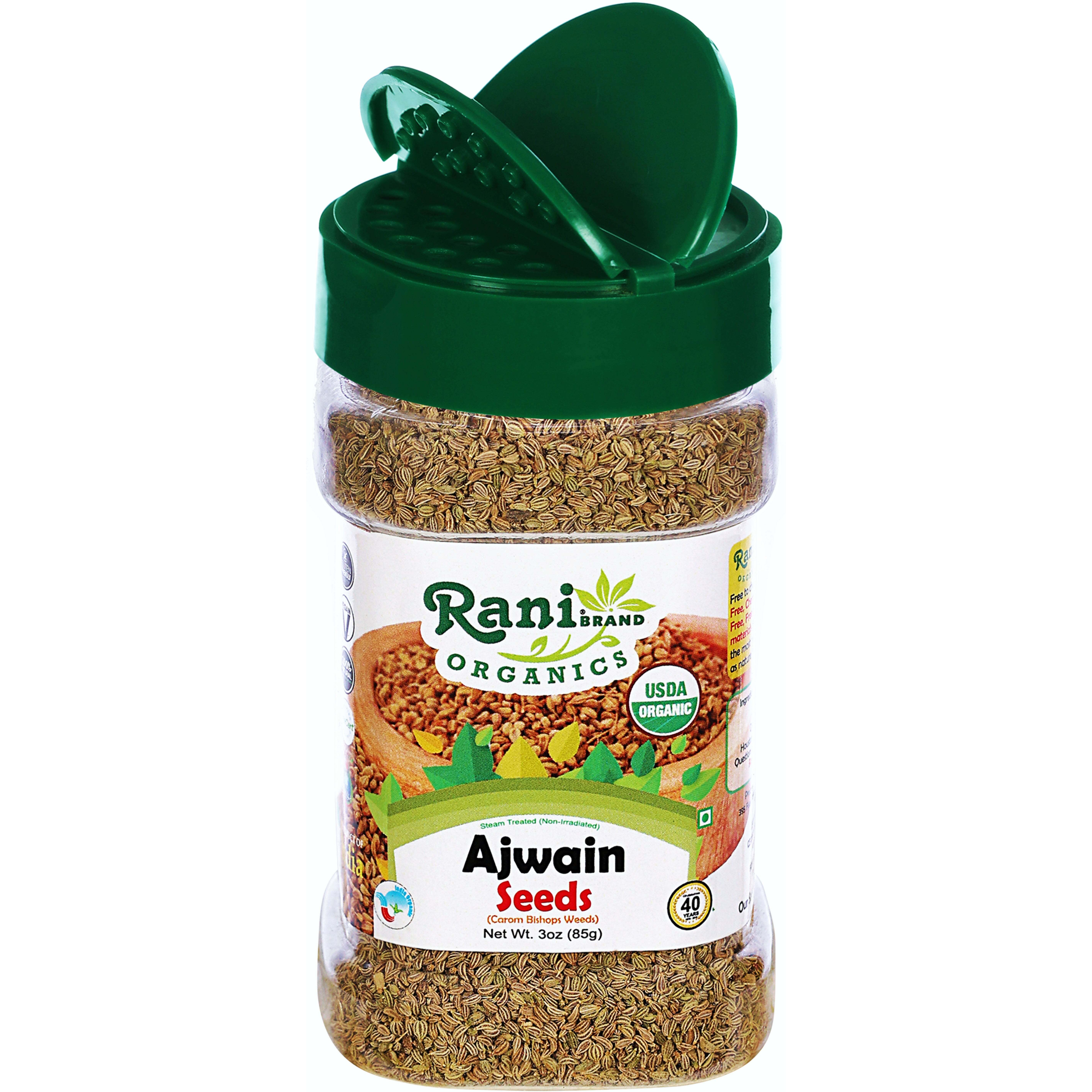 Rani Organic Ajwain Seeds (Carom Bishops Weed) Whole Indian Spice 3oz (85g) PET Jar ~ All Natural, Vegan, Gluten Friendly, NON-GMO, Indian Origin, USDA Certified Organic
