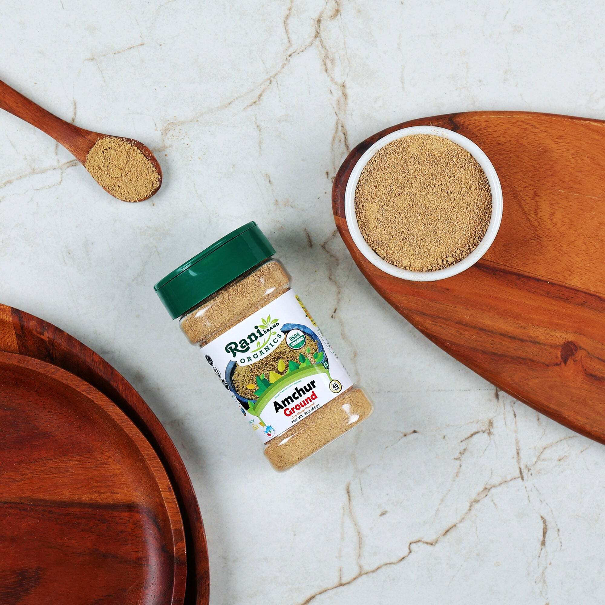 Rani Organic Amchur Ground (Dry Mango Powder) Spice 3oz (85g) PET Jar ~ All Natural, Vegan, Gluten Friendly, NON-GMO, Indian Origin, USDA Certified Organic