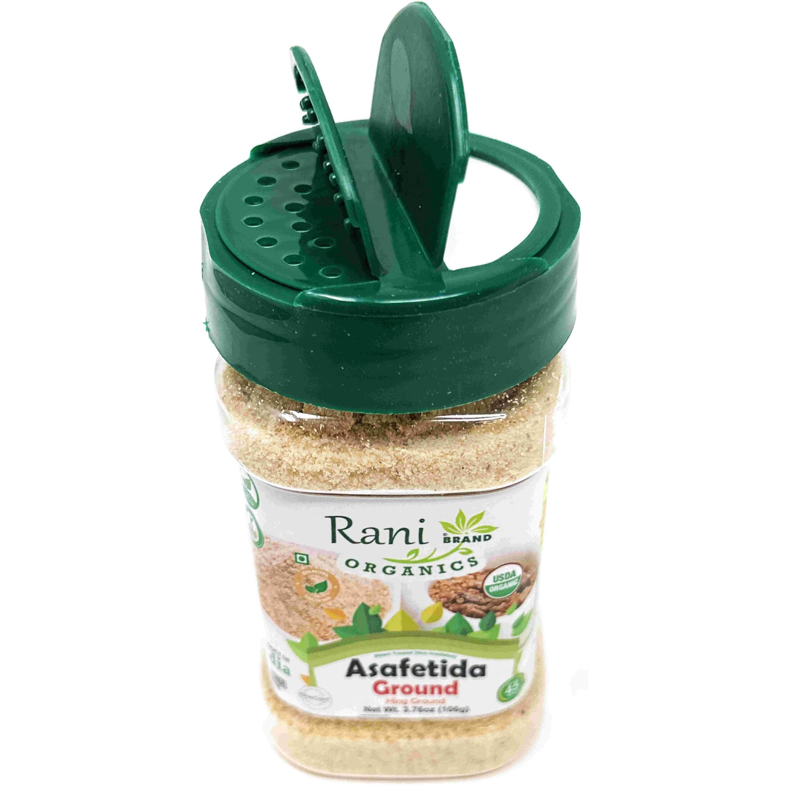 Rani Organic Asafetida (Hing) Ground 3.75oz (106g) PET Jar ~ All Natural, Salt Free, Vegan, Non-GMO, Kosher, Asafoetida Indian Spice, Best for Onion Garlic Substitute, USDA Certified Organic