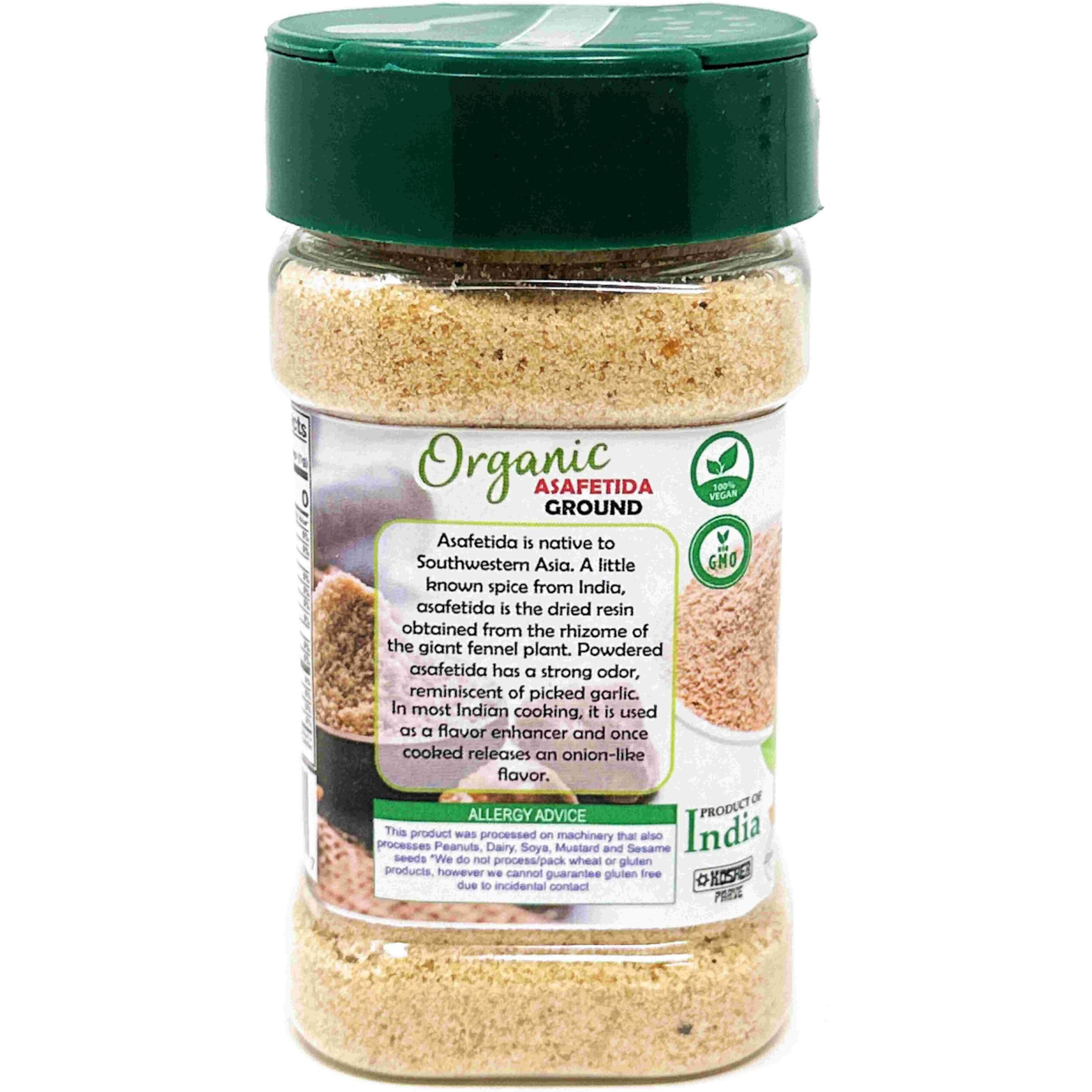 Rani Organic Asafetida (Hing) Ground 3.75oz (106g) PET Jar ~ All Natural, Salt Free, Vegan, Non-GMO, Kosher, Asafoetida Indian Spice, Best for Onion Garlic Substitute, USDA Certified Organic