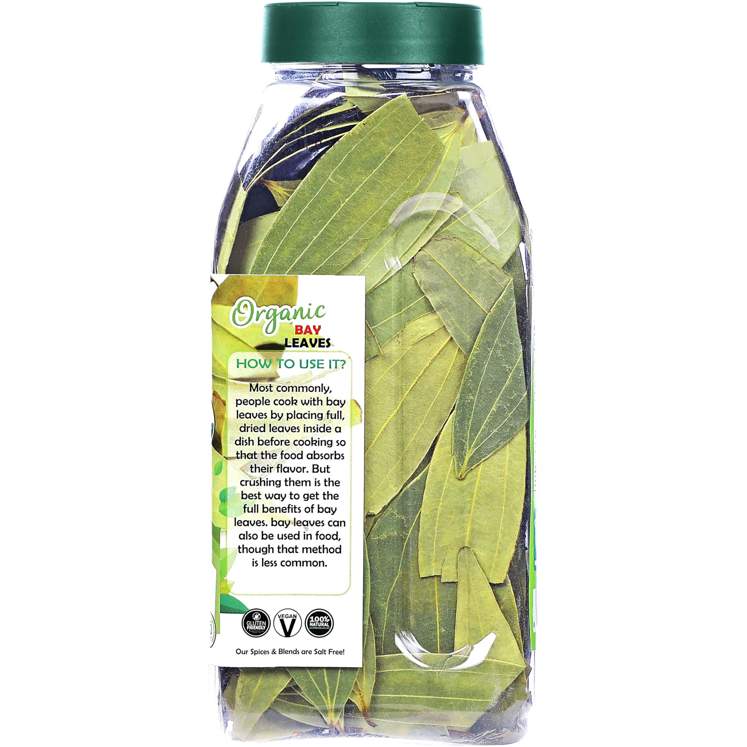 Rani Organic Bay Leaves (Tej Patta) Whole Spice Hand Selected Extra Large 2.5oz (70g) PET Jar ~ All Natural, Gluten Friendly, NON-GMO, Vegan, Indian Origin, USDA Certified Organic