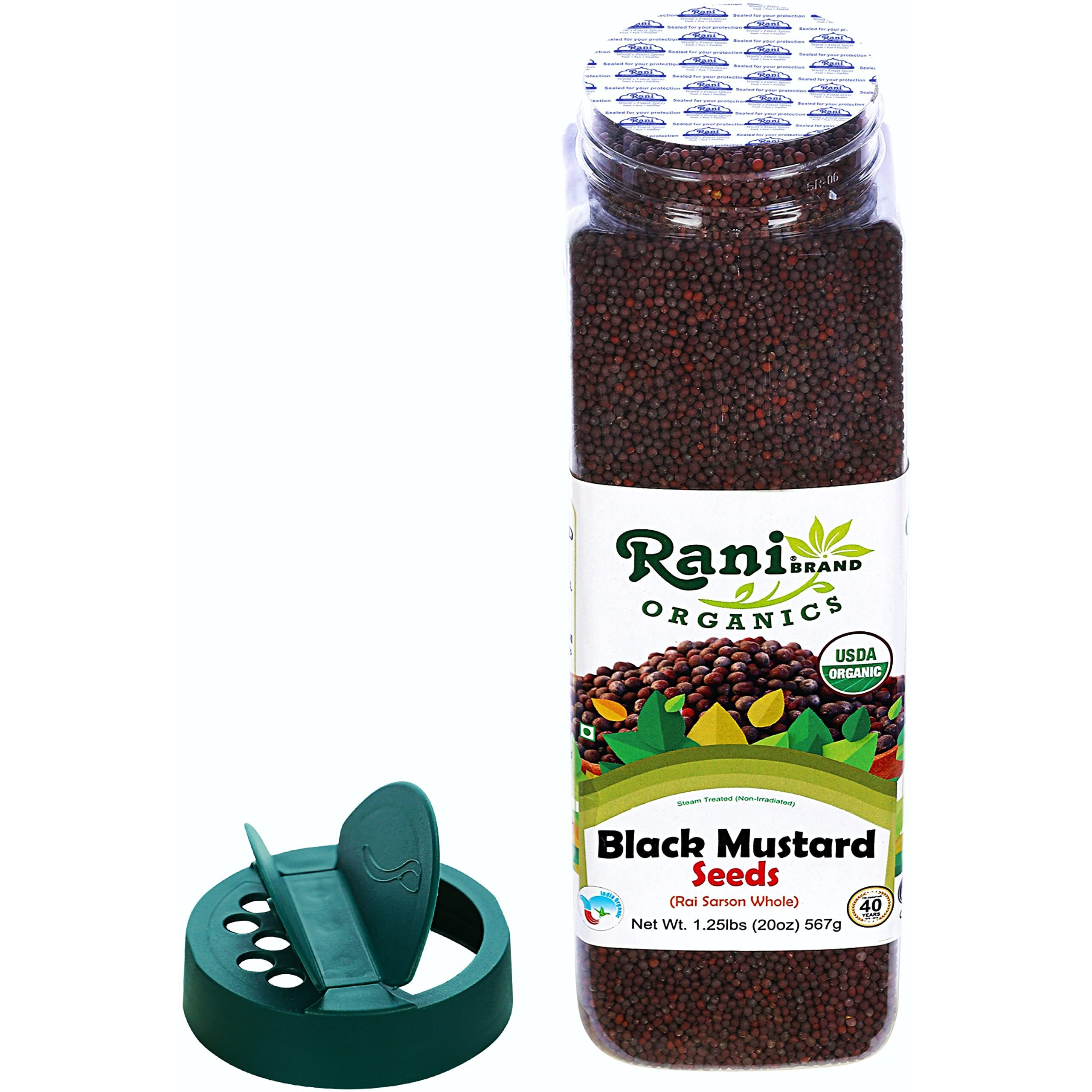 Rani Organic Black Mustard Seeds Whole Spice (Rai Sarson) 20oz (1.25lbs) 567g PET Jar ~ All Natural, Vegan, Gluten Friendly, NON-GMO, Indian Origin, USDA Certified Organic