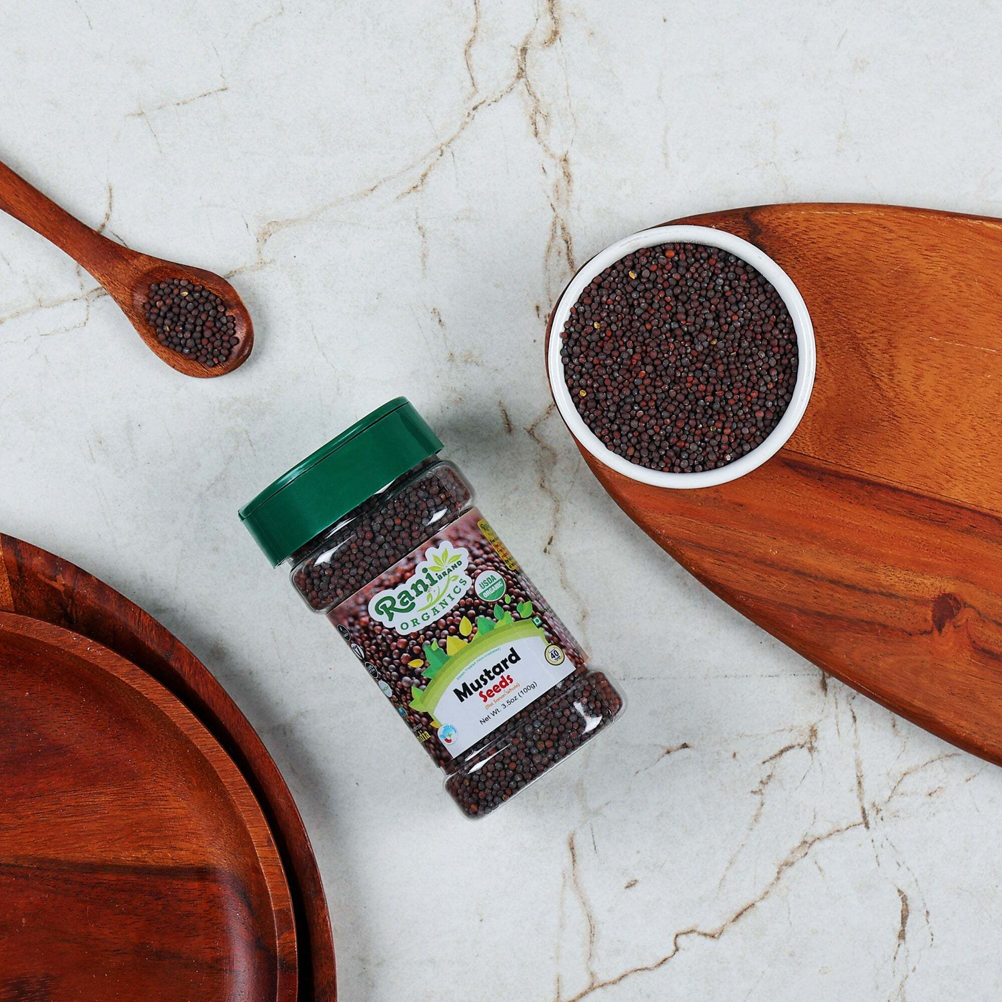 Rani Organic Black Mustard Seeds Whole Spice (Rai Sarson) 3.5oz (100g) PET Jar ~ All Natural, Vegan, Gluten Friendly, NON-GMO, Indian Origin, USDA Certified Organic