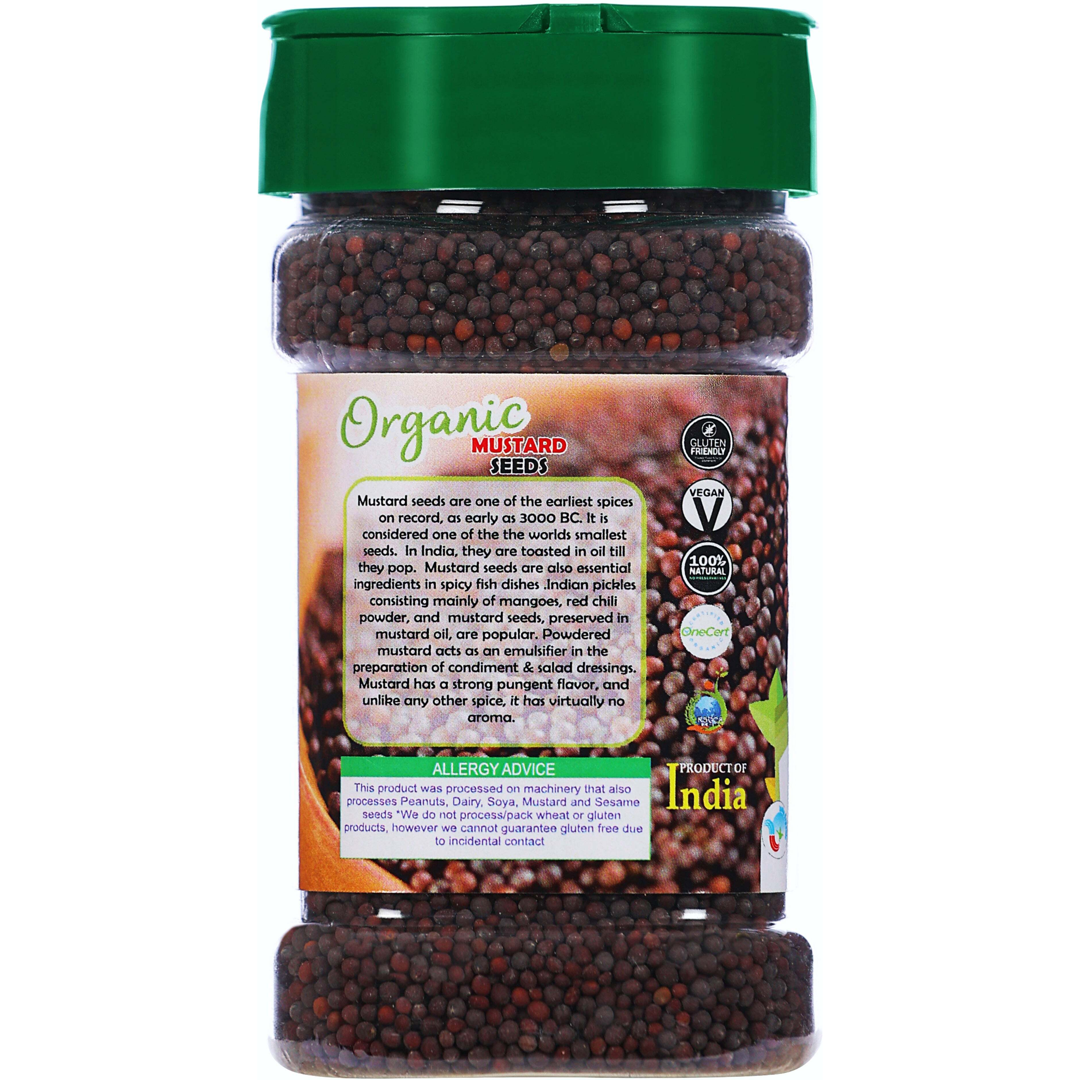 Rani Organic Black Mustard Seeds Whole Spice (Rai Sarson) 3.5oz (100g) PET Jar ~ All Natural, Vegan, Gluten Friendly, NON-GMO, Indian Origin, USDA Certified Organic