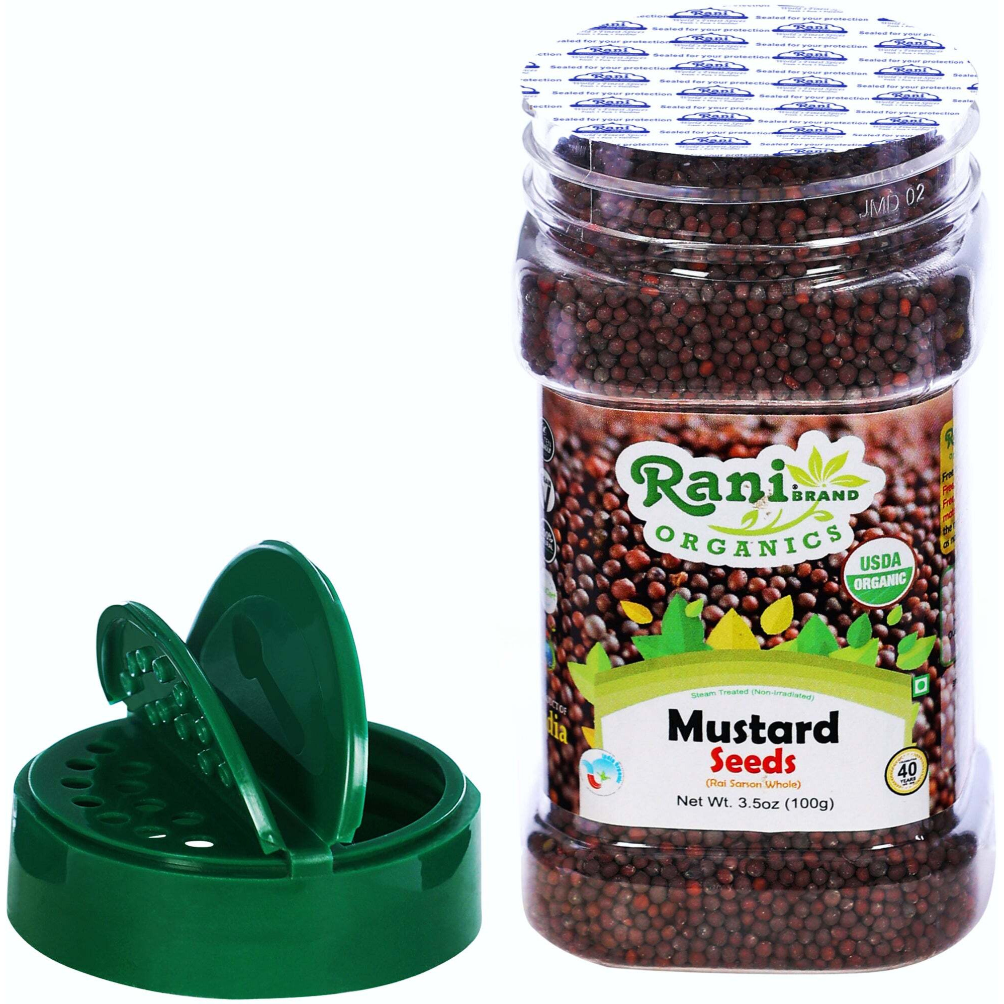 Rani Organic Black Mustard Seeds Whole Spice (Rai Sarson) 3.5oz (100g) PET Jar ~ All Natural, Vegan, Gluten Friendly, NON-GMO, Indian Origin, USDA Certified Organic