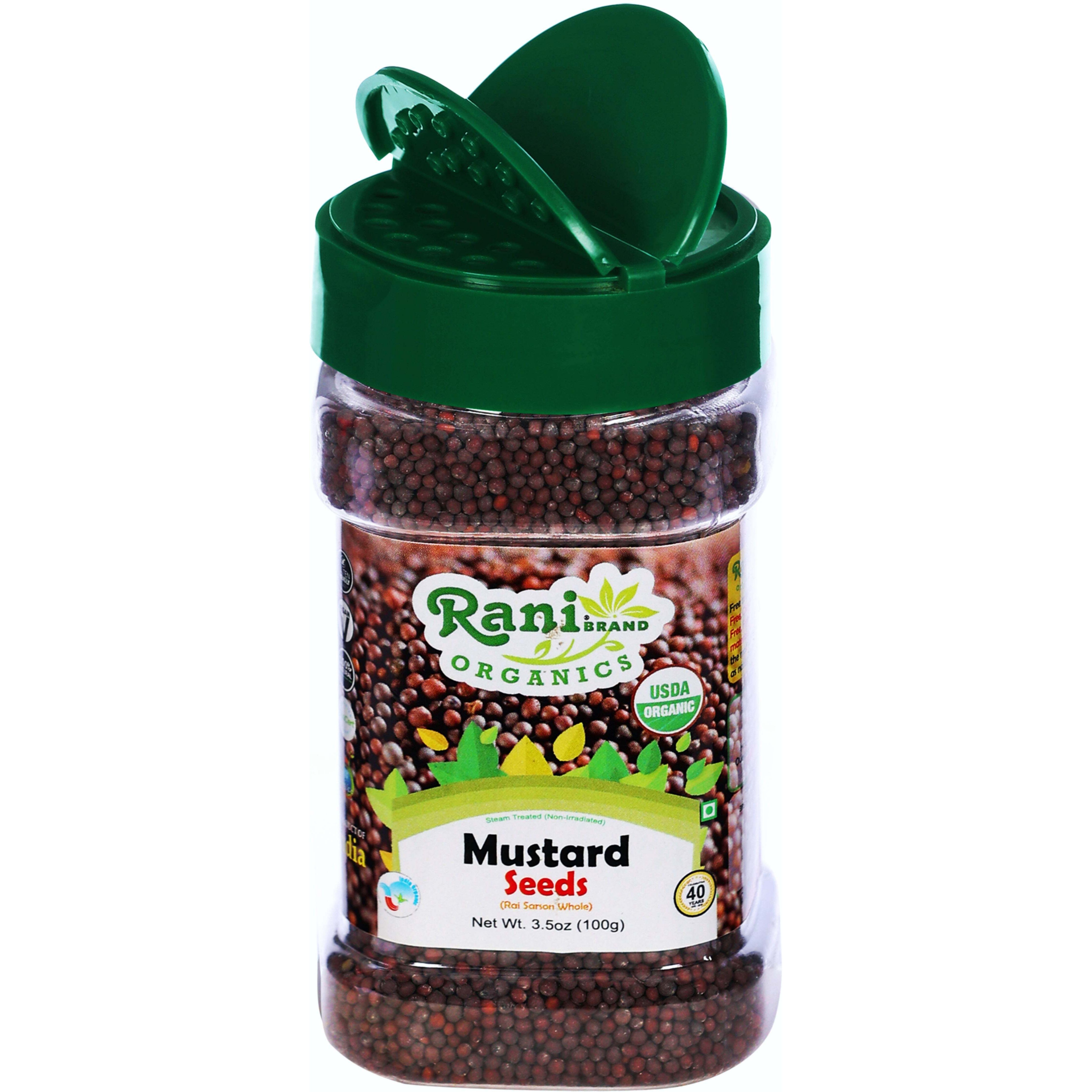 Rani Organic Black Mustard Seeds Whole Spice (Rai Sarson) 3.5oz (100g) PET Jar ~ All Natural, Vegan, Gluten Friendly, NON-GMO, Indian Origin, USDA Certified Organic