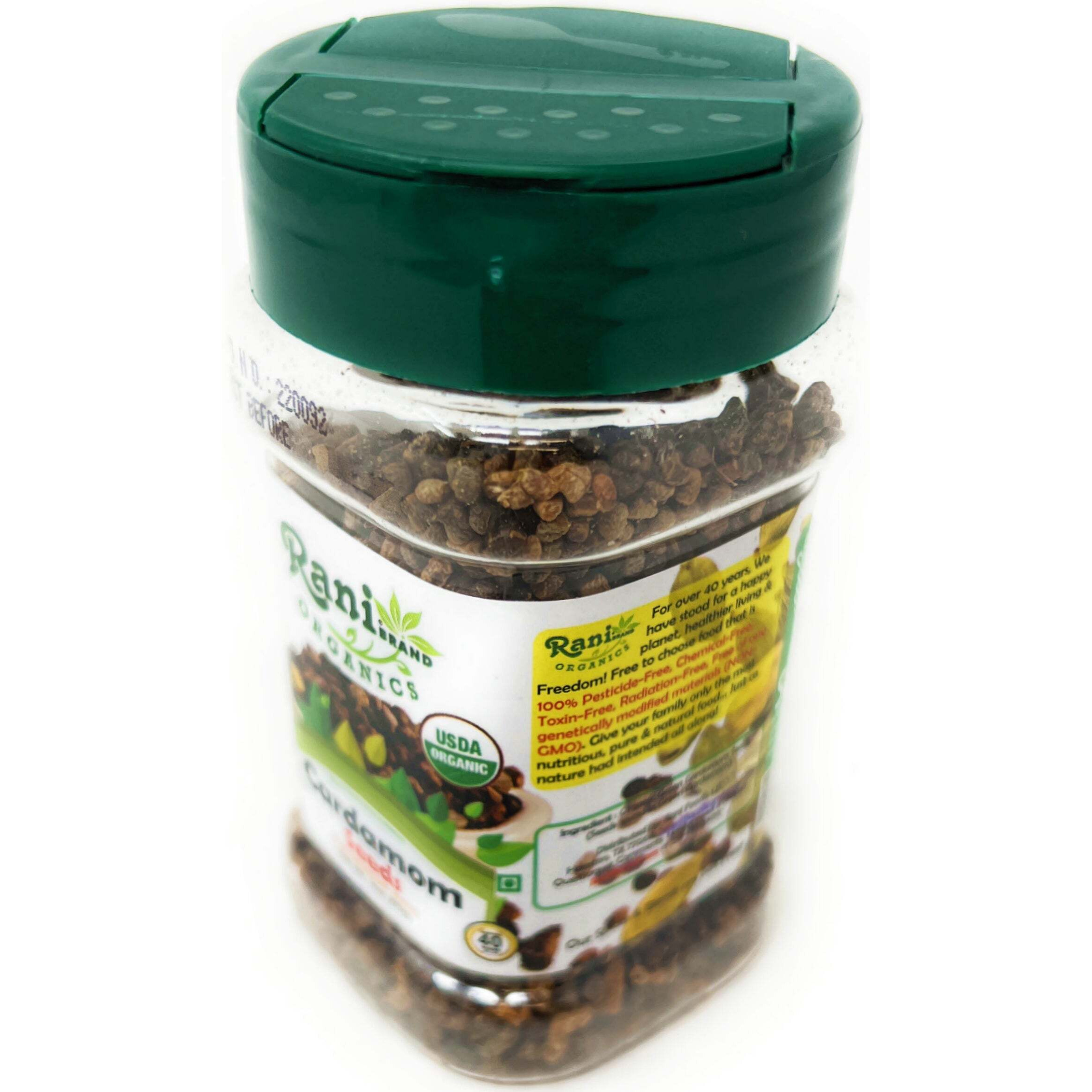 Rani Organic Cardamom (Elachi) Decorticated Seeds (from Green Cardamom) Indian Spice 3.5oz (100g) PET Jar ~ All Natural, Vegan, Gluten Friendly, NON-GMO, Indian Origin, USDA Certified Organic