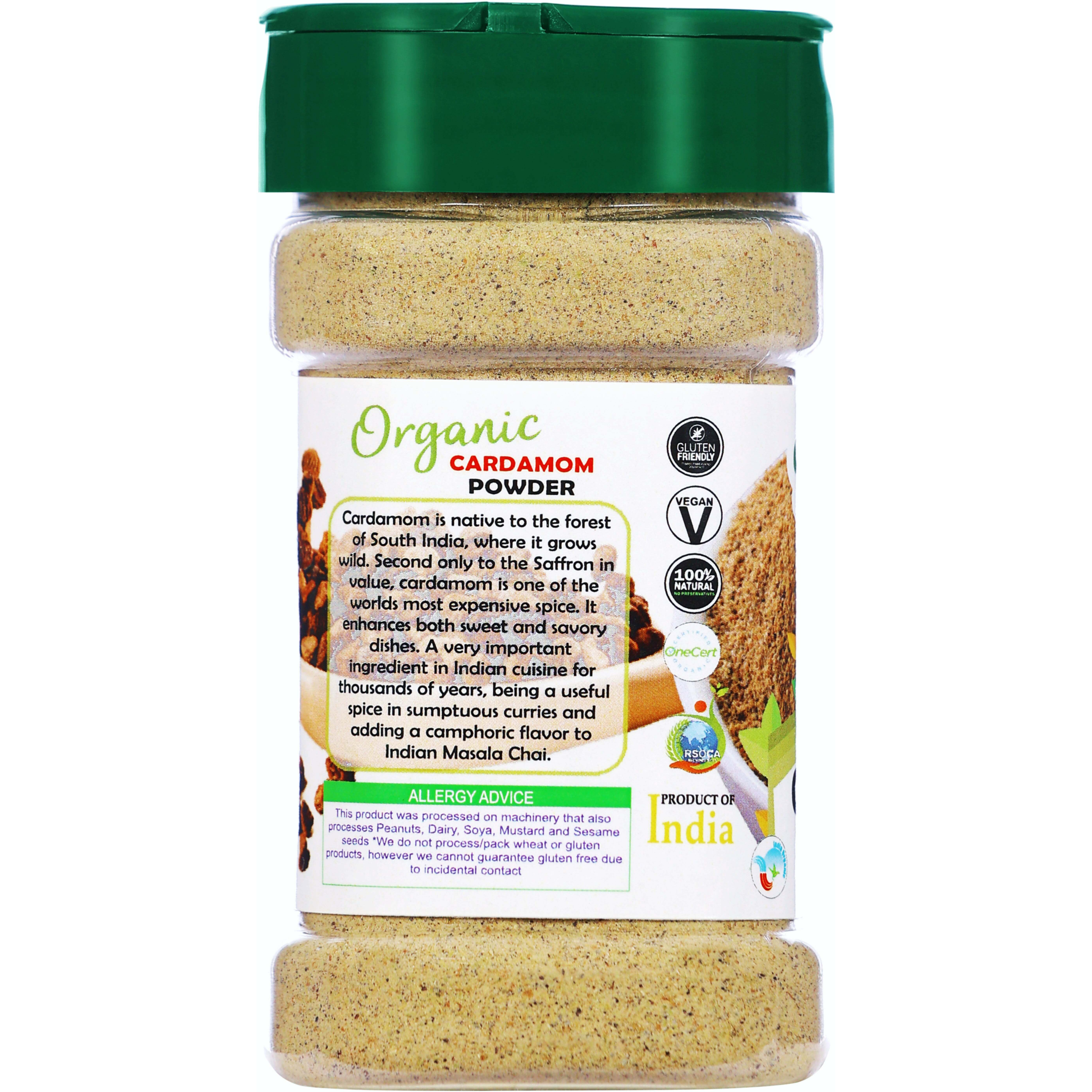 Rani Organic Cardamom (Elachi) Ground, Powder Indian Spice 3oz (85g) PET Jar ~ All Natural, Vegan, Gluten Friendly, NON-GMO, Indian Origin, USDA Certified Organic