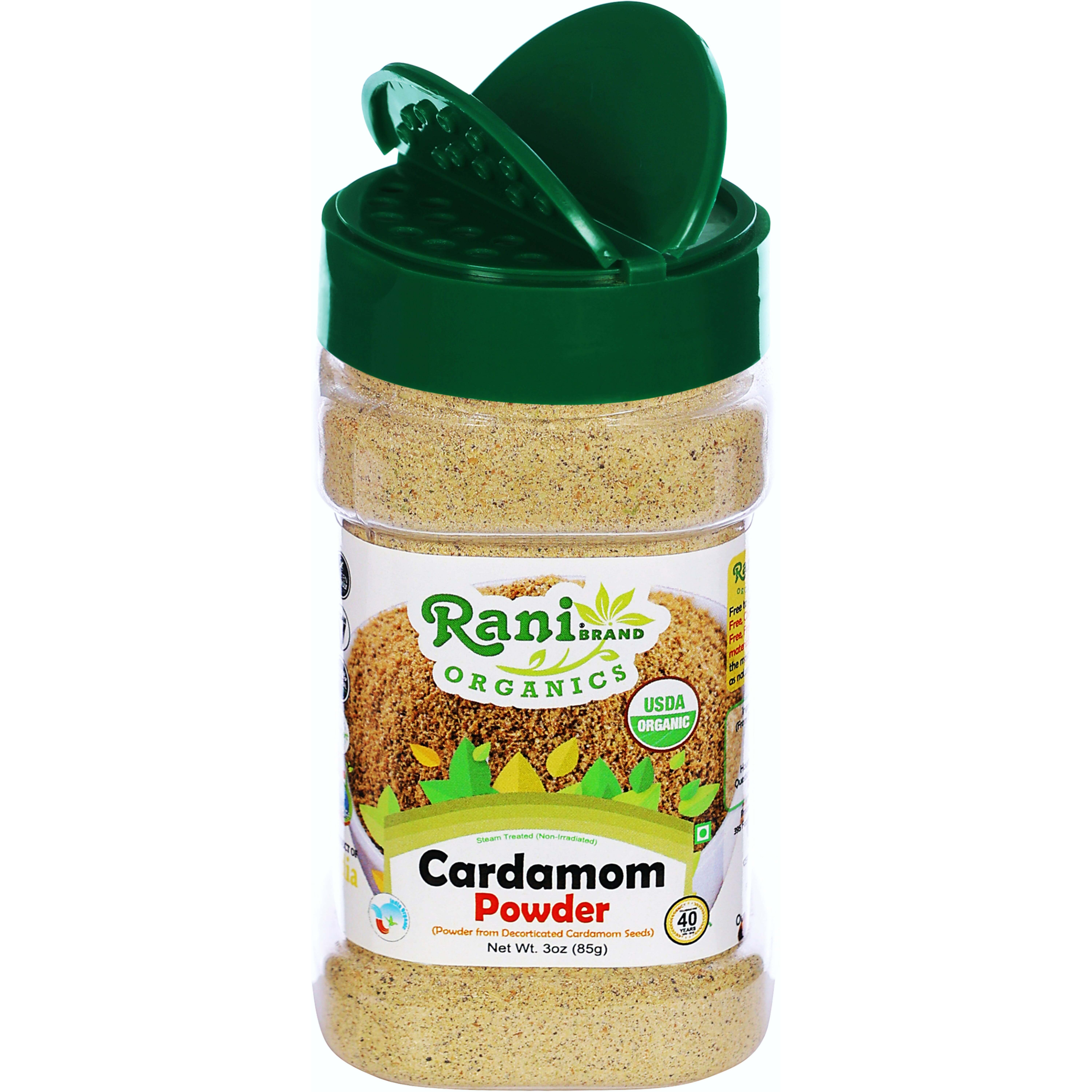 Rani Organic Cardamom (Elachi) Ground, Powder Indian Spice 3oz (85g) PET Jar ~ All Natural, Vegan, Gluten Friendly, NON-GMO, Indian Origin, USDA Certified Organic