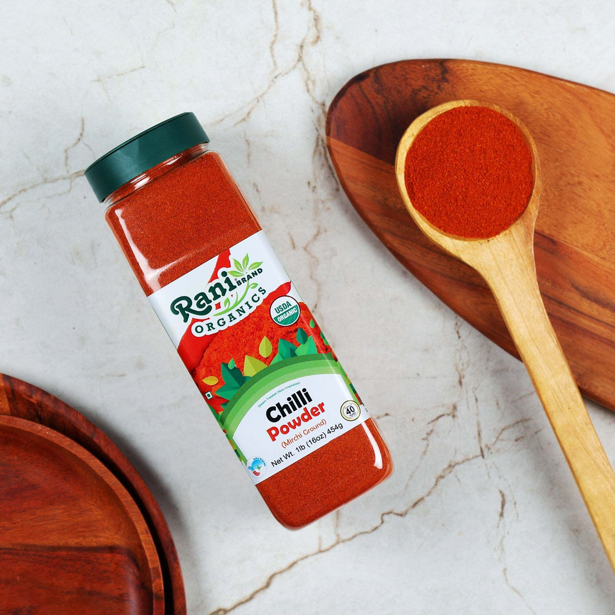 Rani Organic Chilli Powder (Mirchi Ground) 16oz (1lb) 454g PET Jar ~ All Natural, Vegan, Gluten Friendly, NON-GMO, Indian Origin, USDA Certified Organic