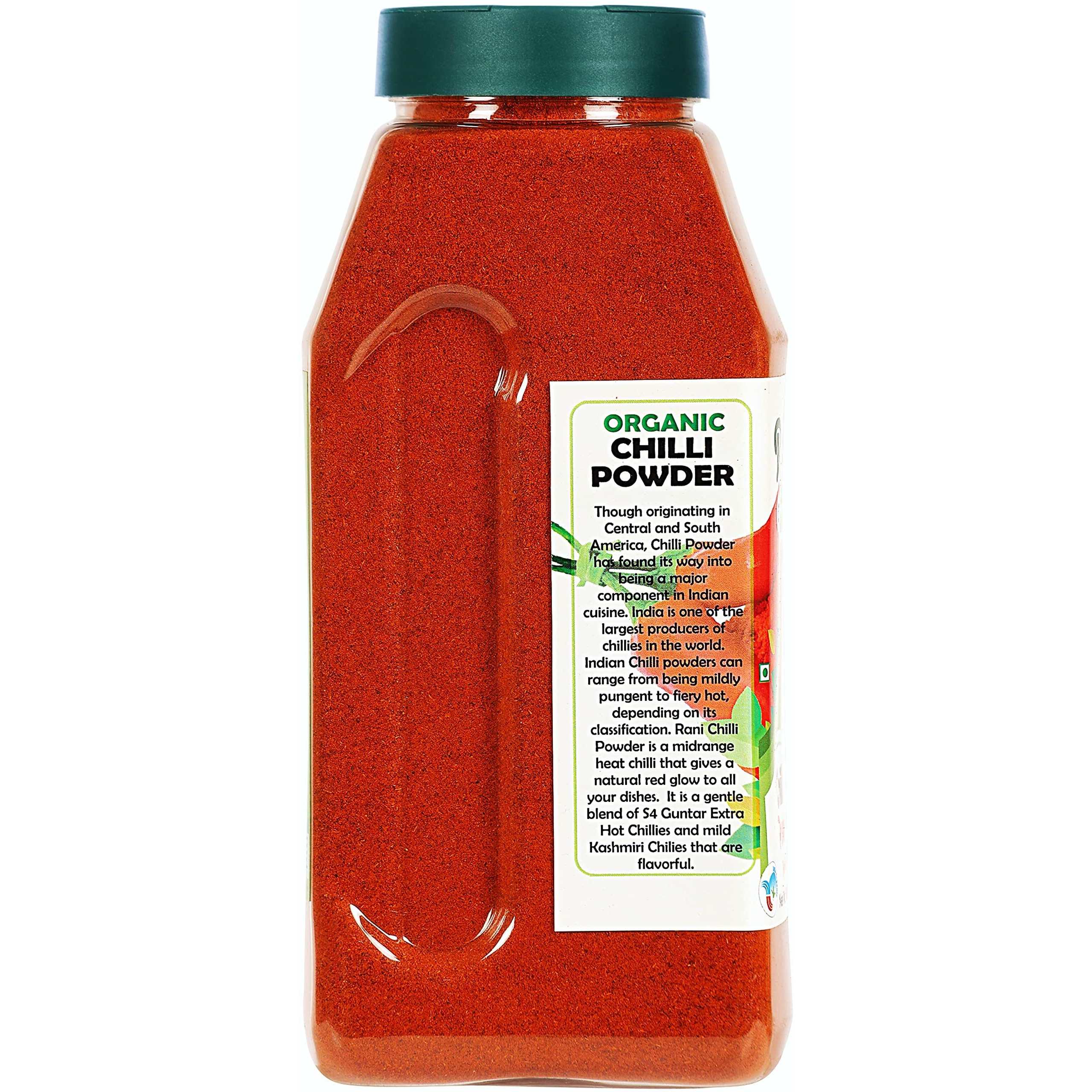 Rani Organic Chilli Powder (Mirchi Ground) 16oz (1lb) 454g PET Jar ~ All Natural, Vegan, Gluten Friendly, NON-GMO, Indian Origin, USDA Certified Organic