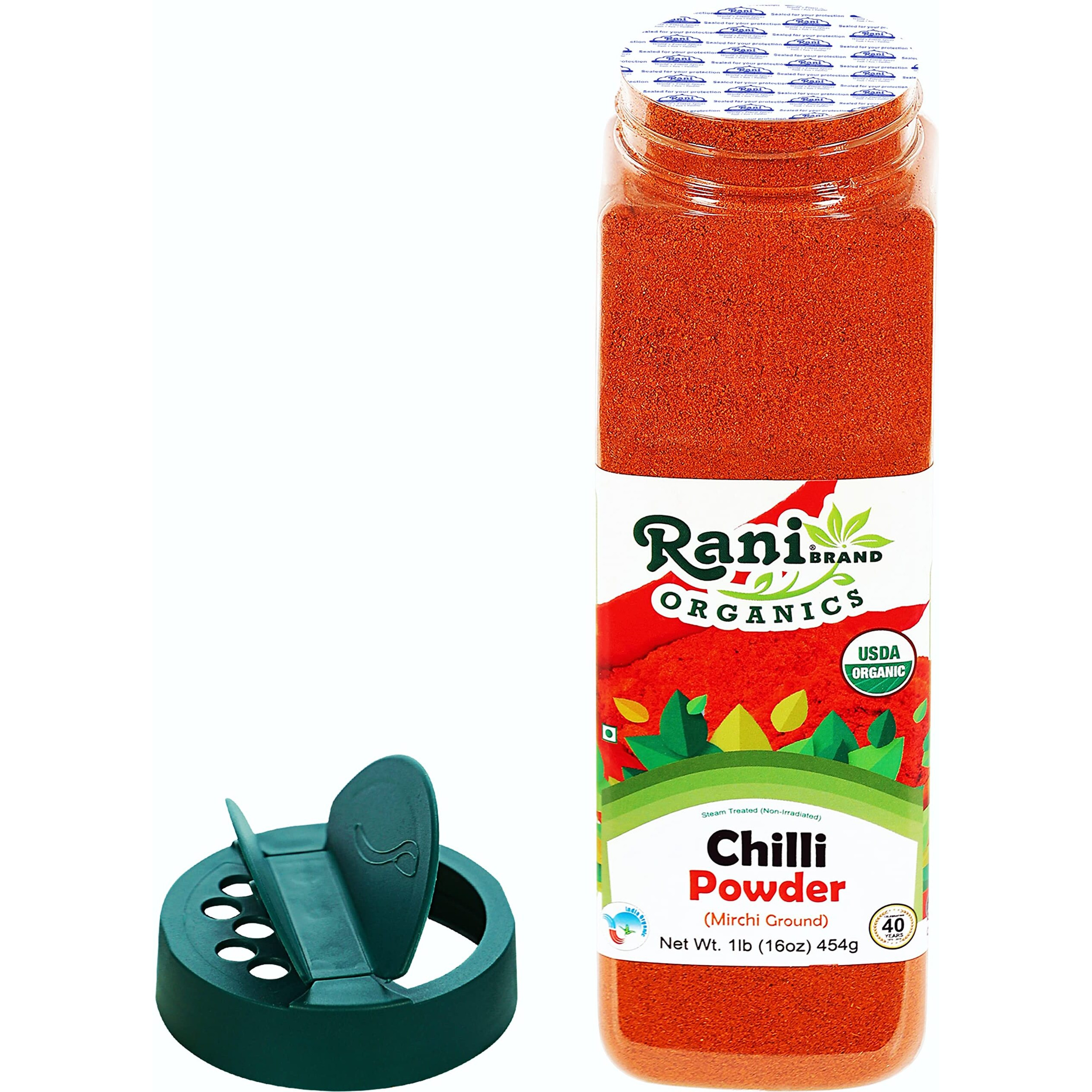 Rani Organic Chilli Powder (Mirchi Ground) 16oz (1lb) 454g PET Jar ~ All Natural, Vegan, Gluten Friendly, NON-GMO, Indian Origin, USDA Certified Organic