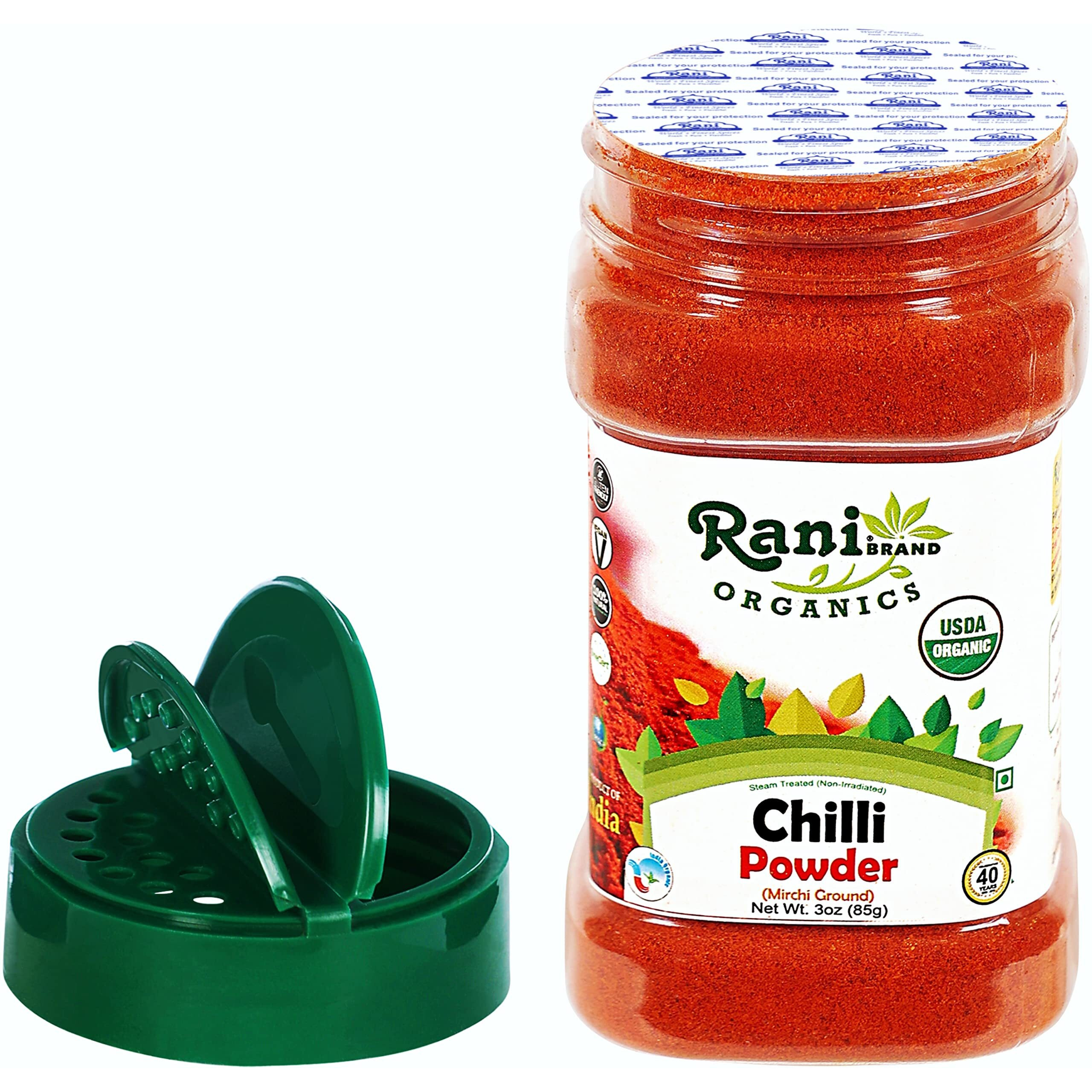 Rani Organic Chilli Powder (Mirchi Ground) 3oz (85g) PET Jar ~ All Natural, Vegan, Gluten Friendly, NON-GMO, Indian Origin, USDA Certified Organic