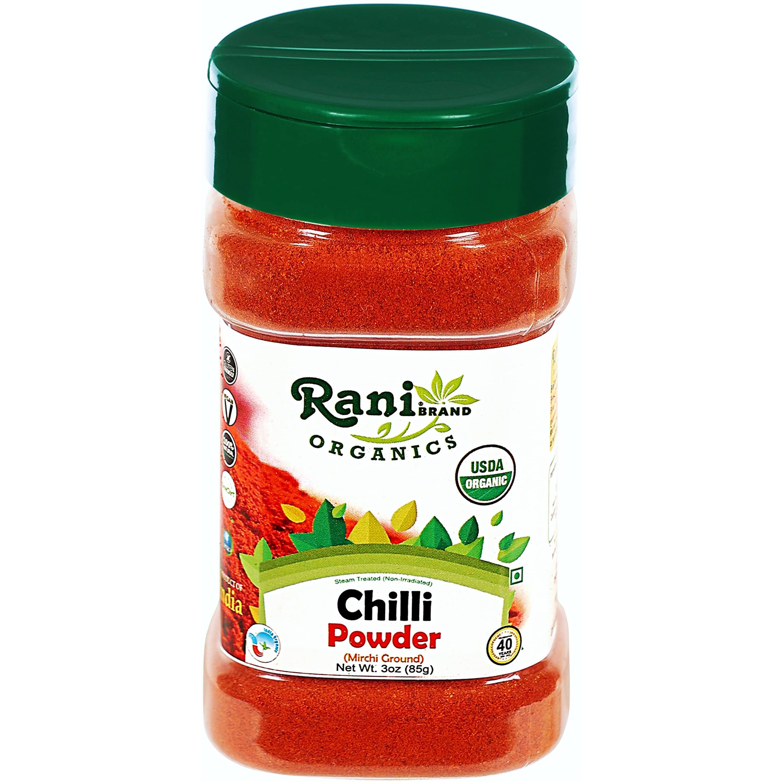 Rani Organic Chilli Powder (Mirchi Ground) 3oz (85g) PET Jar ~ All Natural, Vegan, Gluten Friendly, NON-GMO, Indian Origin, USDA Certified Organic