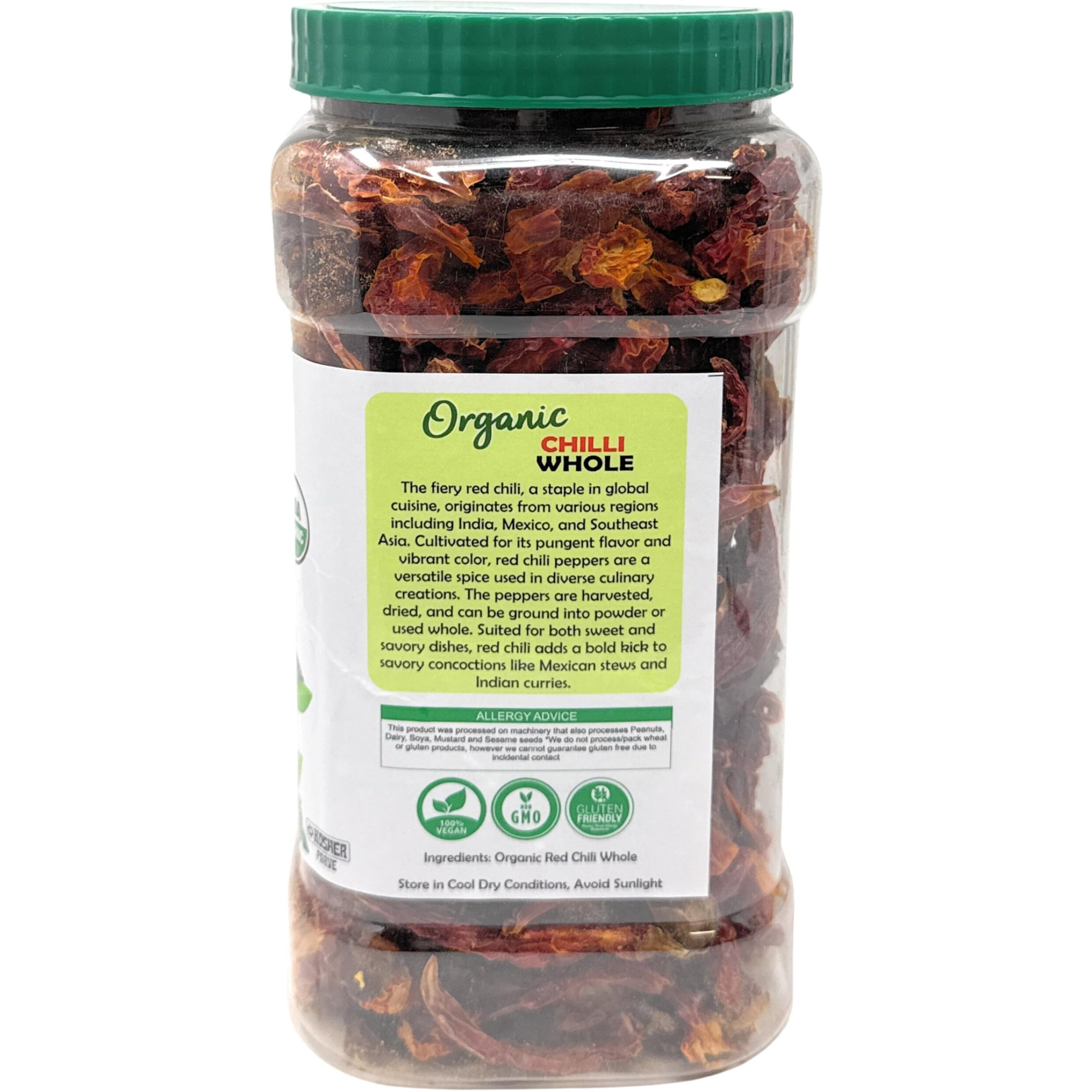 Rani Organic Chilli Whole (Lal Mirch Sabut) 7oz (200g) PET Jar ~ All Natural, Vegan, No Colors, Gluten Friendly, NON-GMO, Kosher, USDA Organic Certified