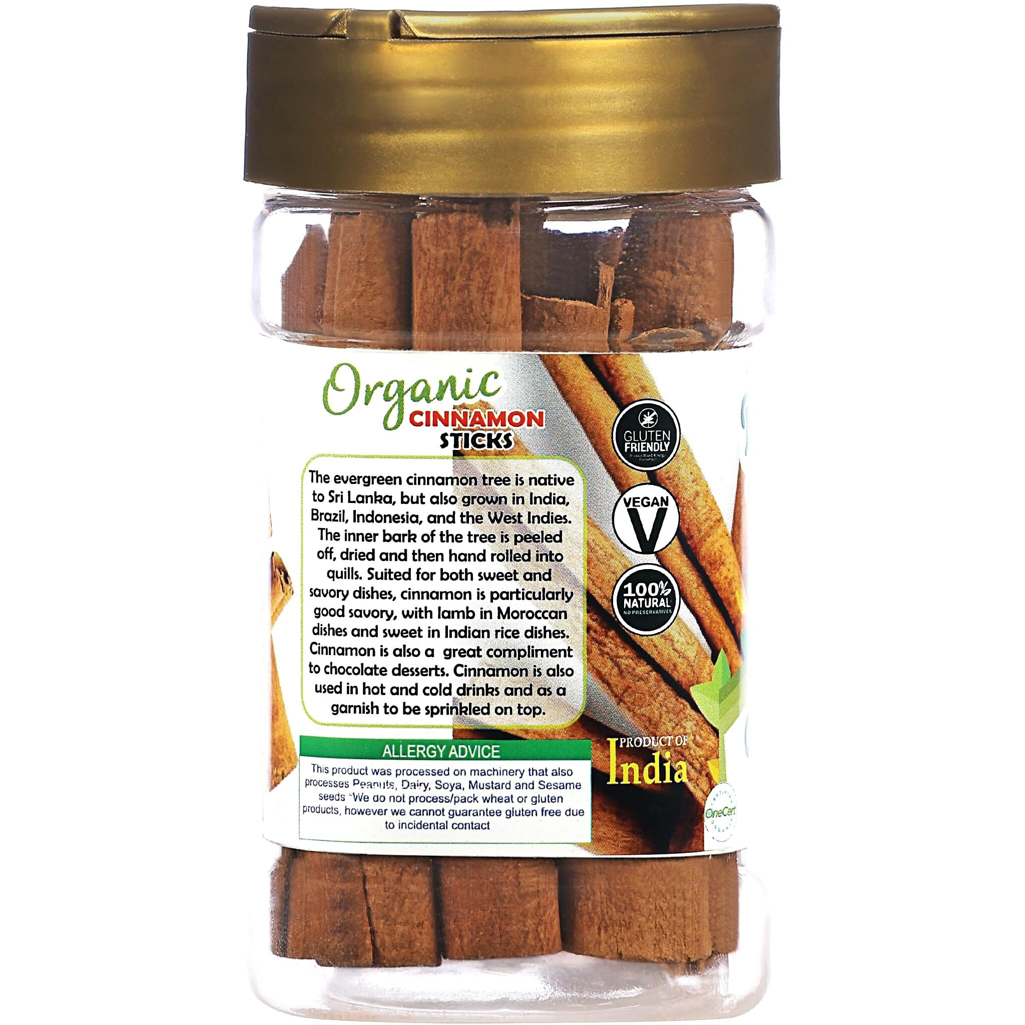 Rani Organic Cinnamon Sticks 1.4oz (40g) PET Jar - 7-9 Sticks - Strong Aroma, Perfect for Baking, Cooking & Beverages, 3+ Inches Length - Cassia Saigon Cinnamon from Vietnam, Kosher
