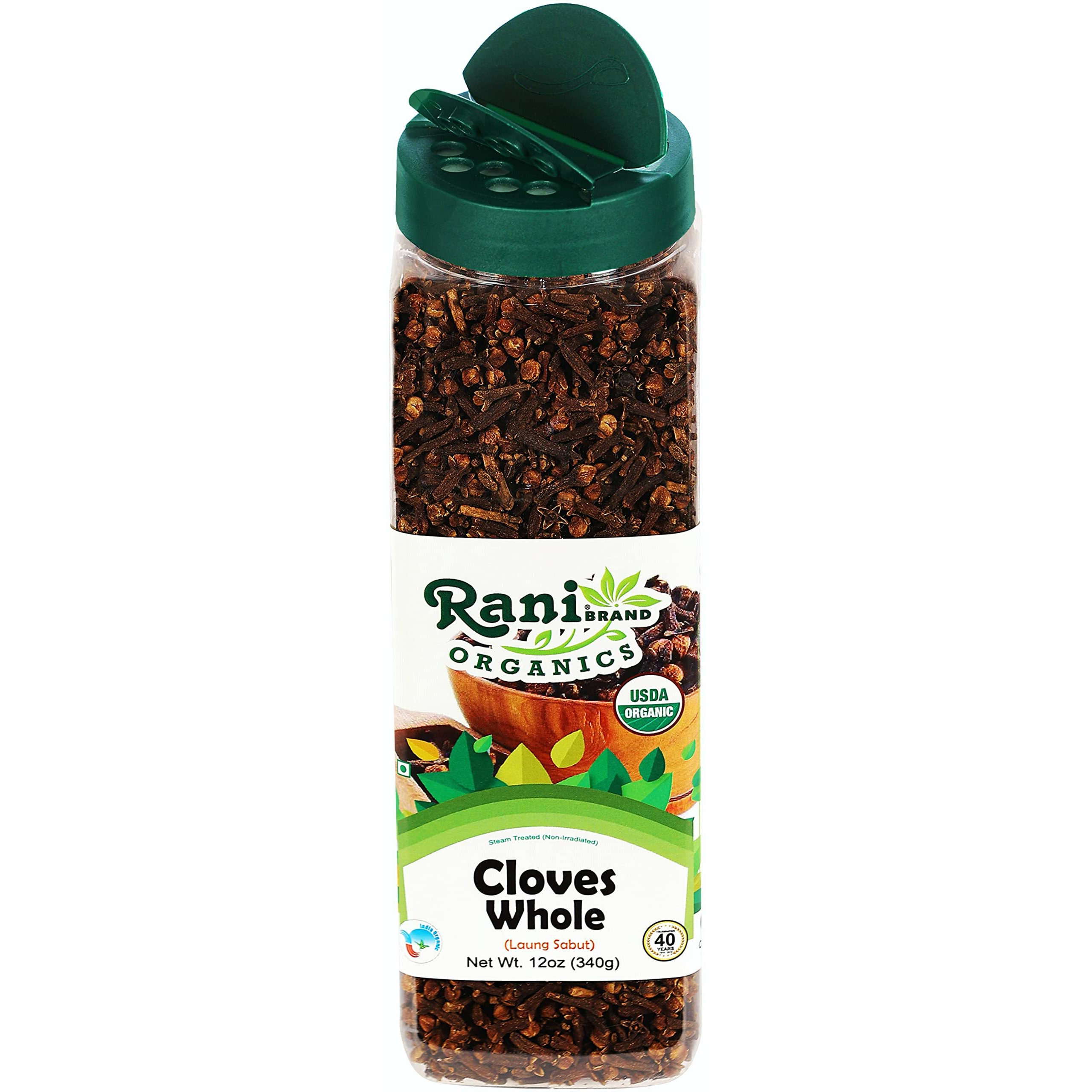 Rani Organic Cloves Whole (Laung Sabut) 12oz (340g) PET Jar, Great for Food, Tea, Pomander Balls and Potpourri ~ All Natural, Vegan, Gluten Friendly, Indian Origin, USDA Certified Organic