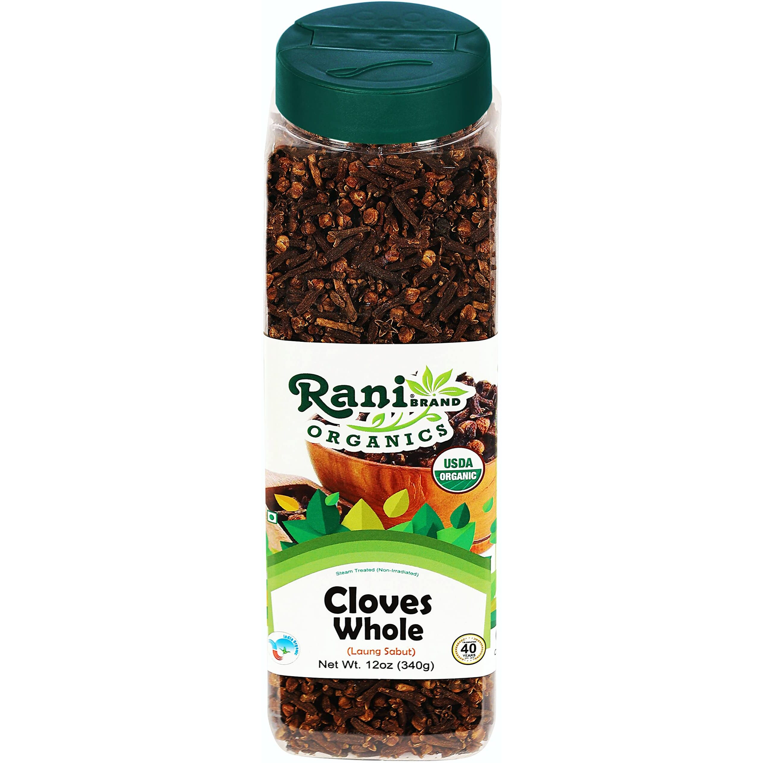 Rani Organic Cloves Whole (Laung Sabut) 12oz (340g) PET Jar, Great for Food, Tea, Pomander Balls and Potpourri ~ All Natural, Vegan, Gluten Friendly, Indian Origin, USDA Certified Organic