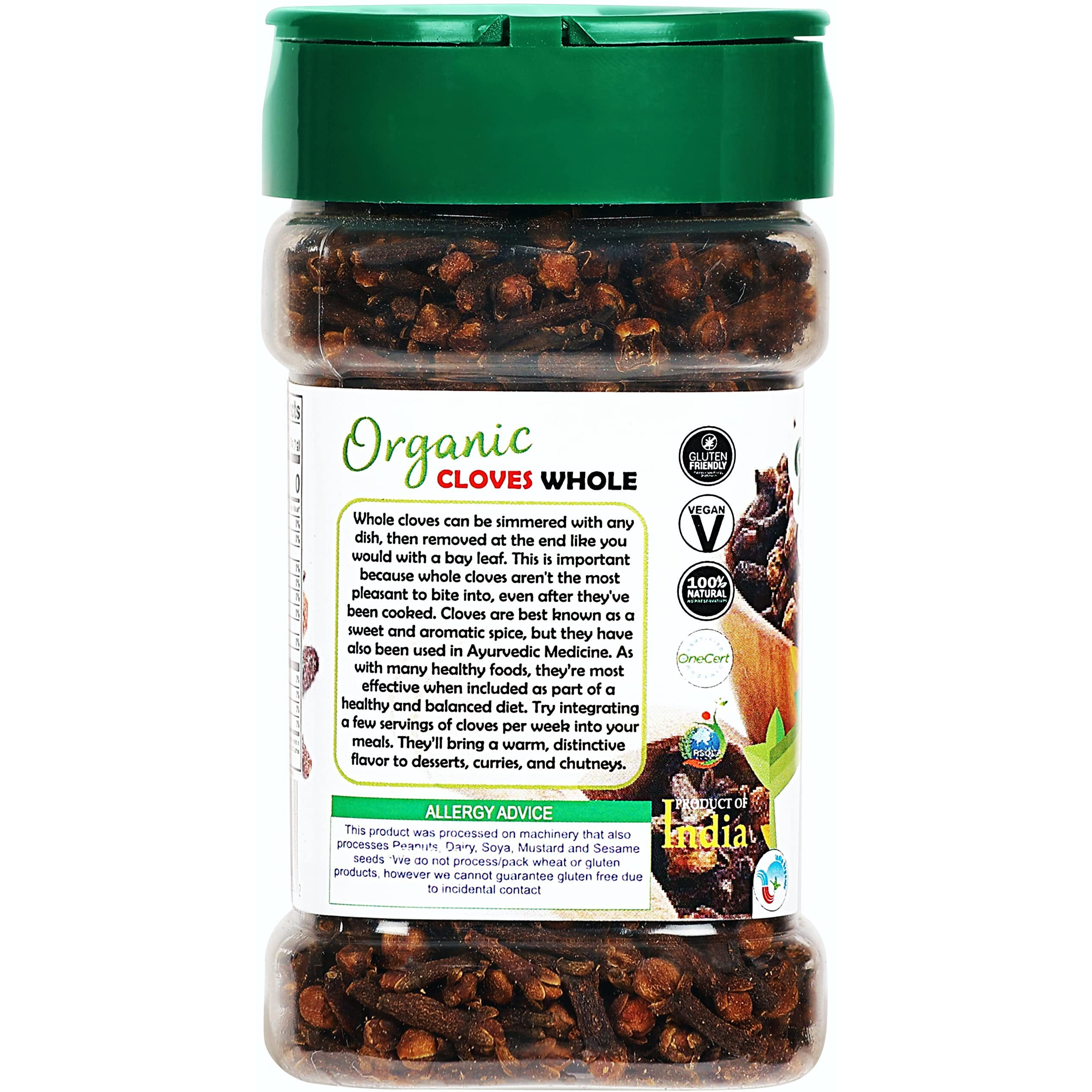 Rani Organic Cloves Whole (Laung Sabut) 2oz (56g) PET Jar, Great for Food, Tea, Pomander Balls and Potpourri ~ All Natural, Vegan, Gluten Friendly, NON-GMO, Indian Origin