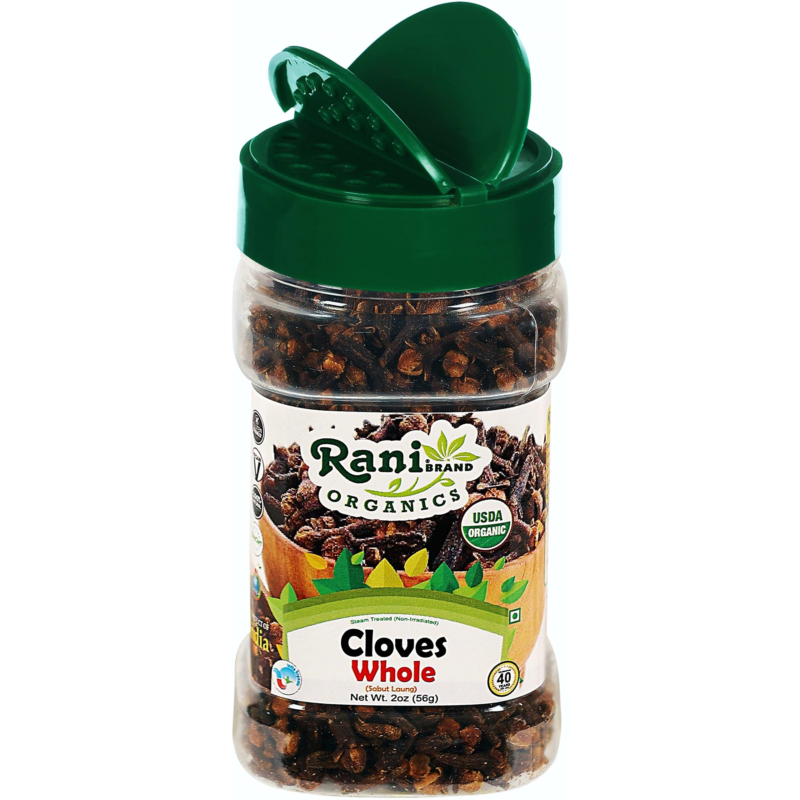 Rani Organic Cloves Whole (Laung Sabut) 2oz (56g) PET Jar, Great for Food, Tea, Pomander Balls and Potpourri ~ All Natural, Vegan, Gluten Friendly, NON-GMO, Indian Origin