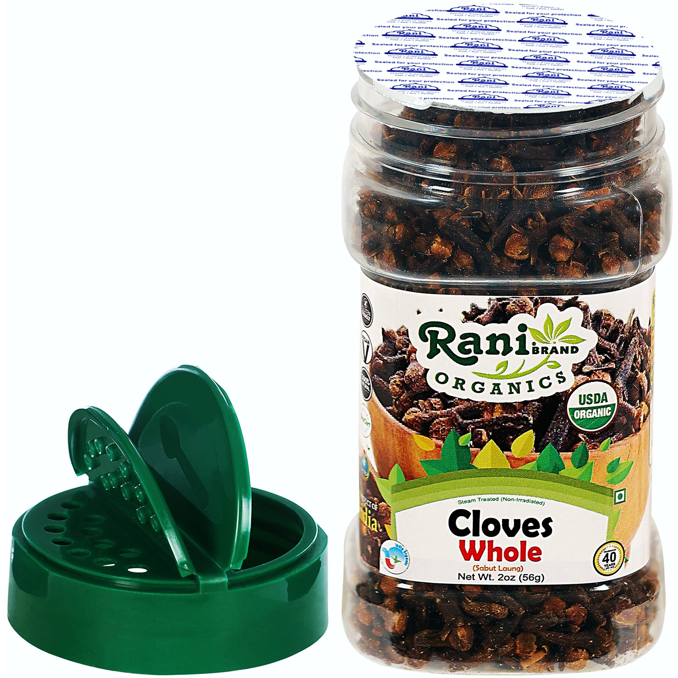 Rani Organic Cloves Whole (Laung Sabut) 2oz (56g) PET Jar, Great for Food, Tea, Pomander Balls and Potpourri ~ All Natural, Vegan, Gluten Friendly, NON-GMO, Indian Origin