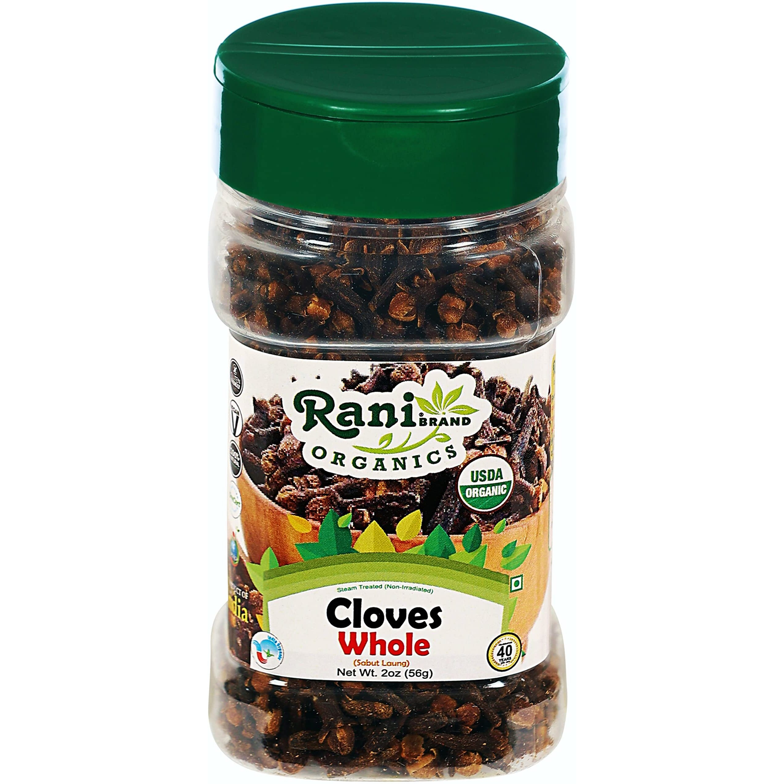 Rani Organic Cloves Whole (Laung Sabut) 2oz (56g) PET Jar, Great for Food, Tea, Pomander Balls and Potpourri ~ All Natural, Vegan, Gluten Friendly, NON-GMO, Indian Origin
