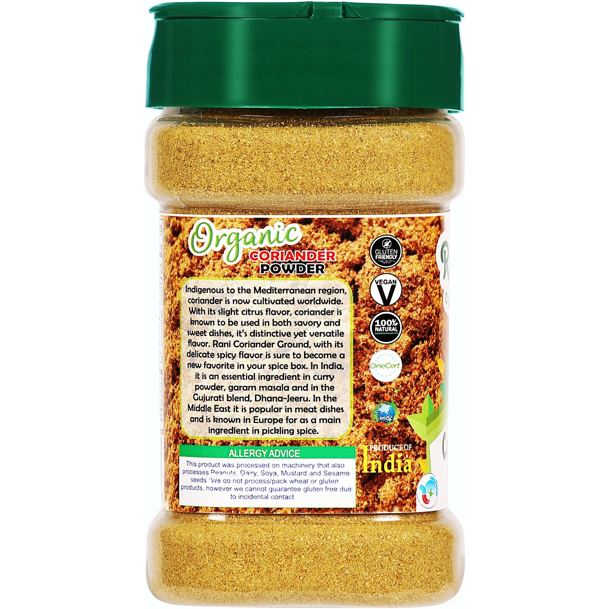 Rani Organic Coriander Powder (Dhania Powder 2.5oz (70g) PET Jar ~ All Natural, Vegan, Gluten Friendly, NON-GMO, Indian Origin, USDA Certified Organic