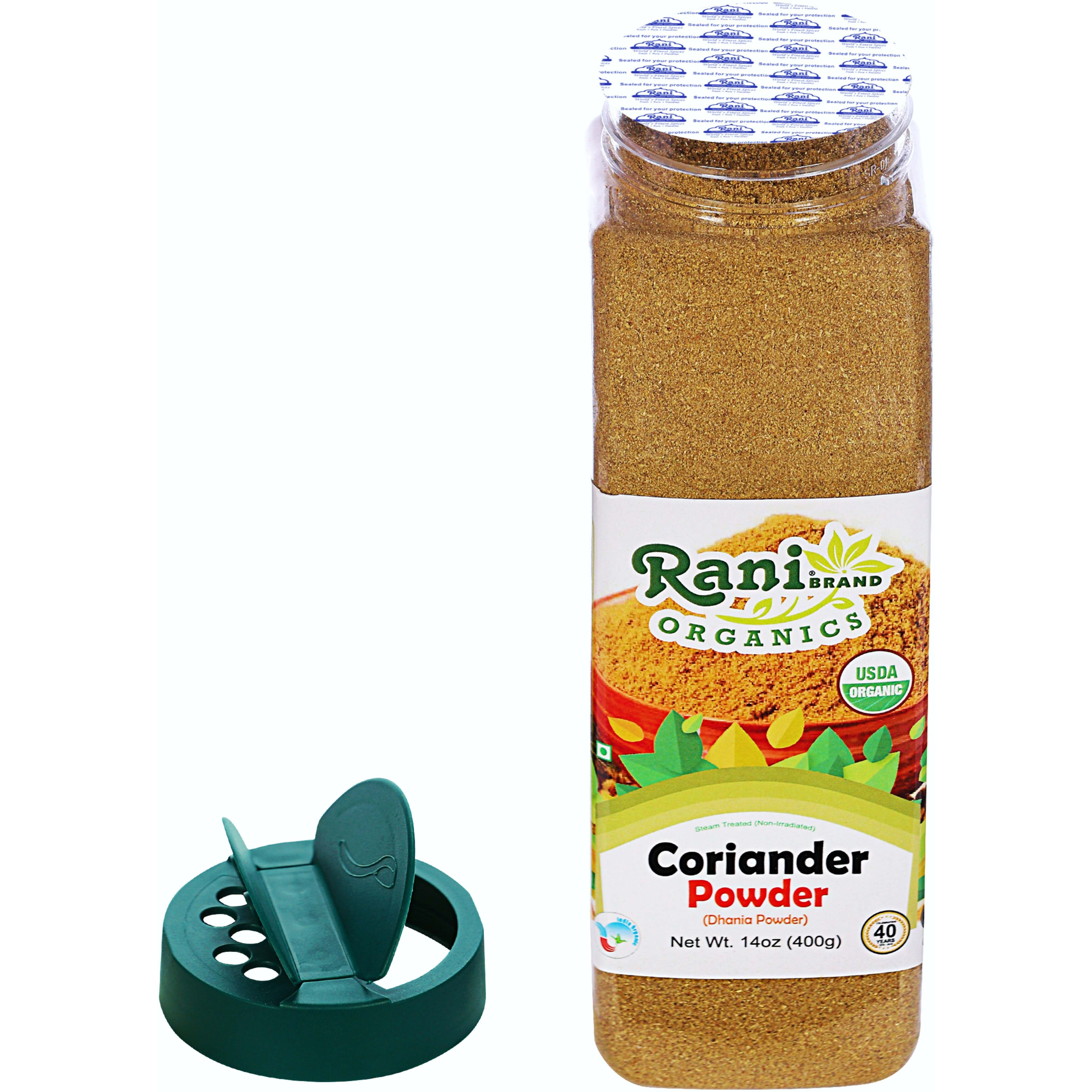 Rani Organic Coriander Powder (Dhania Powder) 14oz (400g) PET Jar ~ All Natural, Vegan, Gluten Friendly, NON-GMO, Indian Origin, USDA Certified Organic