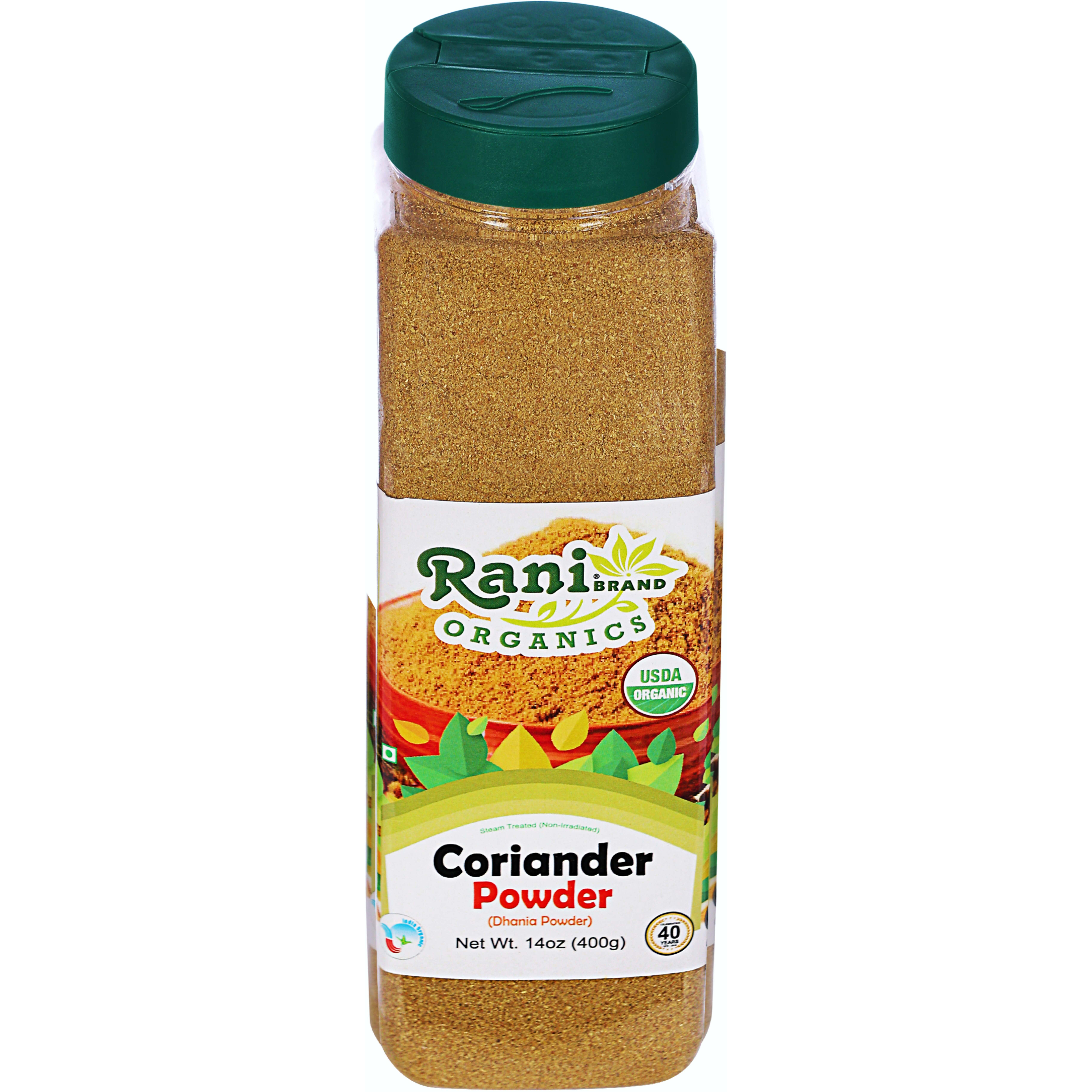 Rani Organic Coriander Powder (Dhania Powder) 14oz (400g) PET Jar ~ All Natural, Vegan, Gluten Friendly, NON-GMO, Indian Origin, USDA Certified Organic
