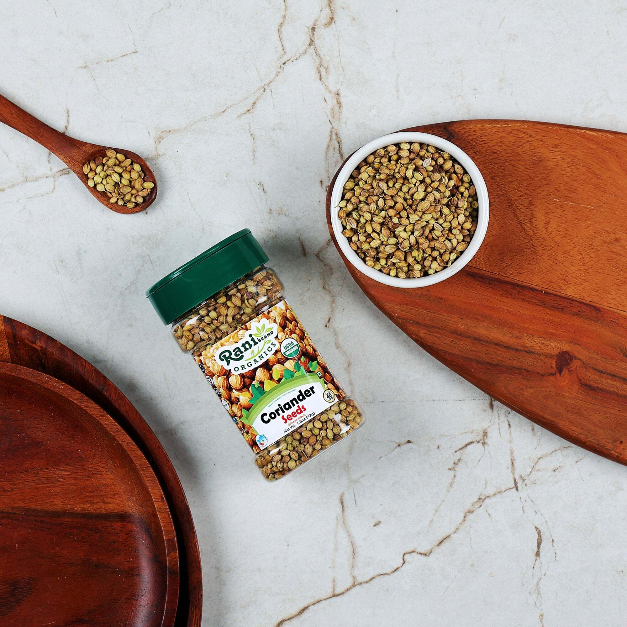 Rani Organic Coriander Seeds Whole (Dhania Sabut) 1.5oz (42g) PET Jar ~ All Natural, Vegan, Gluten Friendly, NON-GMO, Indian Origin, USDA Certified Organic