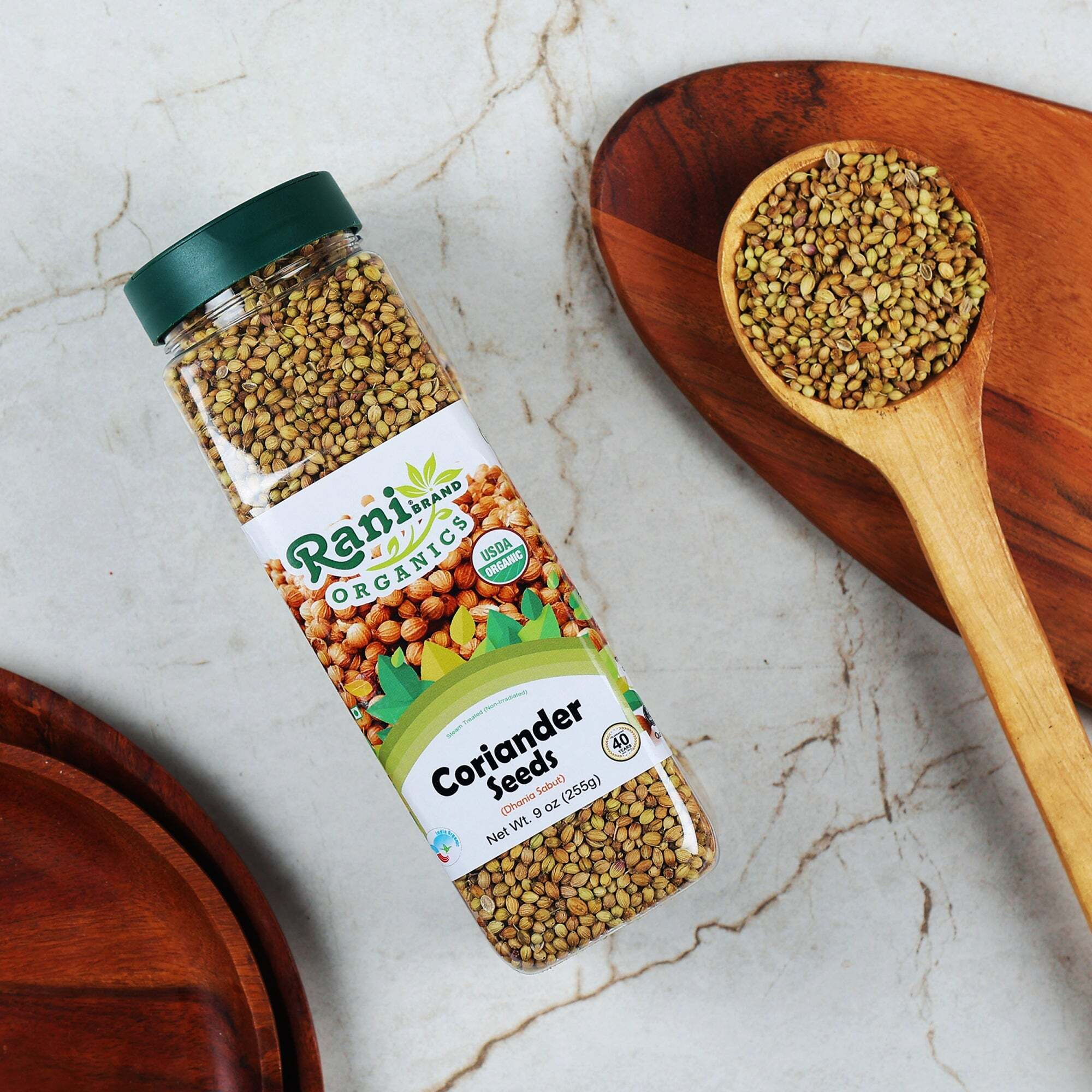 Rani Organic Coriander Seeds Whole (Dhania Sabut) 9oz (255g) PET Jar ~ All Natural, Vegan, Gluten Friendly, NON-GMO, Indian Origin, USDA Certified Organic