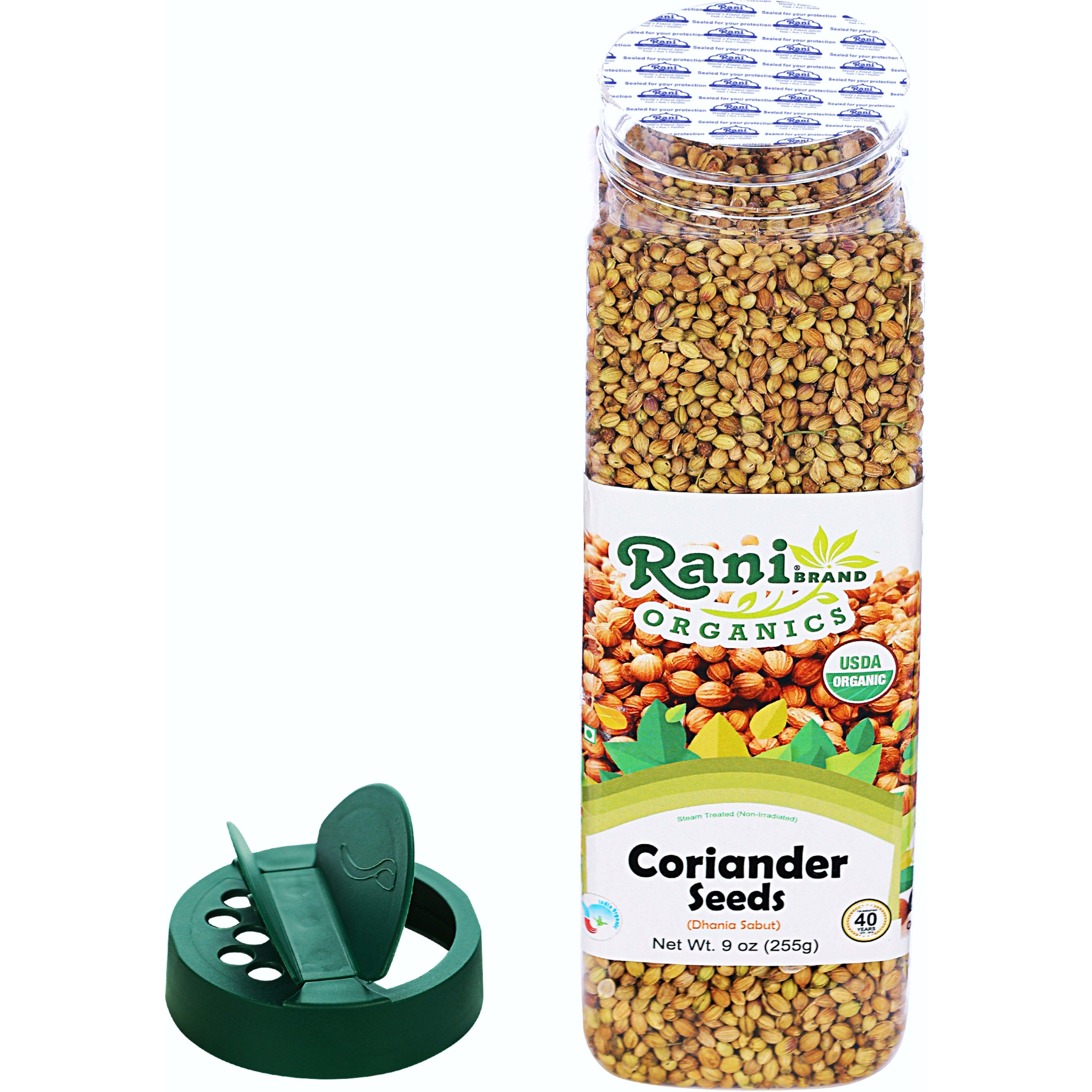 Rani Organic Coriander Seeds Whole (Dhania Sabut) 9oz (255g) PET Jar ~ All Natural, Vegan, Gluten Friendly, NON-GMO, Indian Origin, USDA Certified Organic
