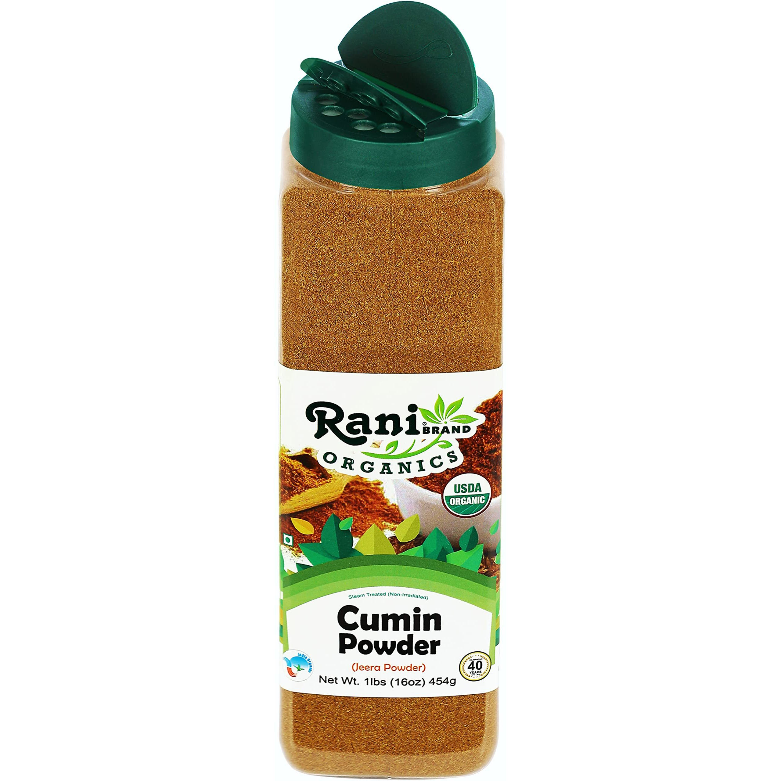 Rani Organic Cumin Powder (Jeera Powder) 16oz (1lb) 454g PET Jar ~ All Natural, Vegan, Gluten Friendly, NON-GMO, Indian Origin, USDA Certified Organic
