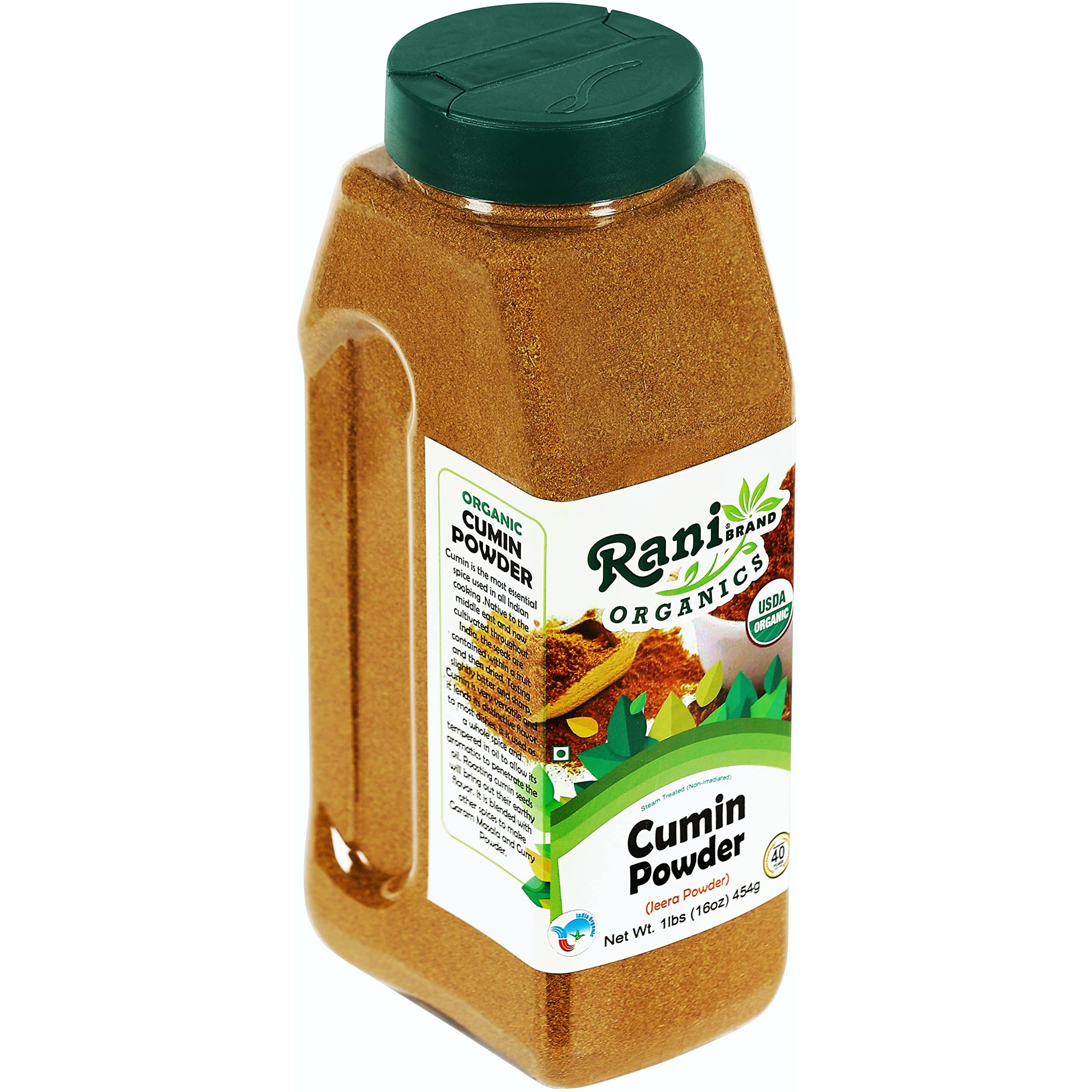 Rani Organic Cumin Powder (Jeera Powder) 16oz (1lb) 454g PET Jar ~ All Natural, Vegan, Gluten Friendly, NON-GMO, Indian Origin, USDA Certified Organic