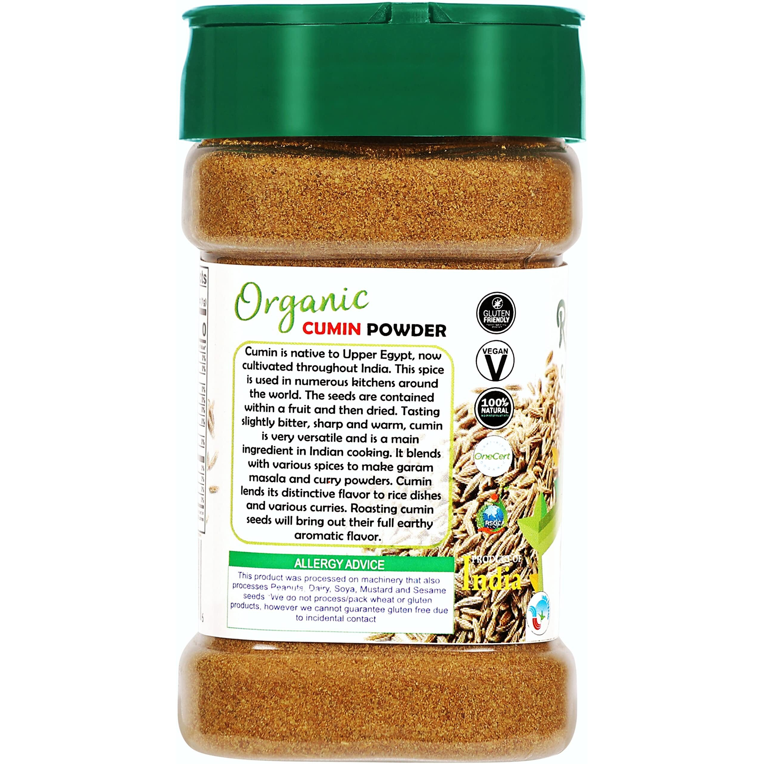 Rani Organic Cumin Powder (Jeera Powder) 3oz (85g) PET Jar ~ All Natural, Vegan, Gluten Friendly, NON-GMO, Indian Origin, USDA Certified Organic