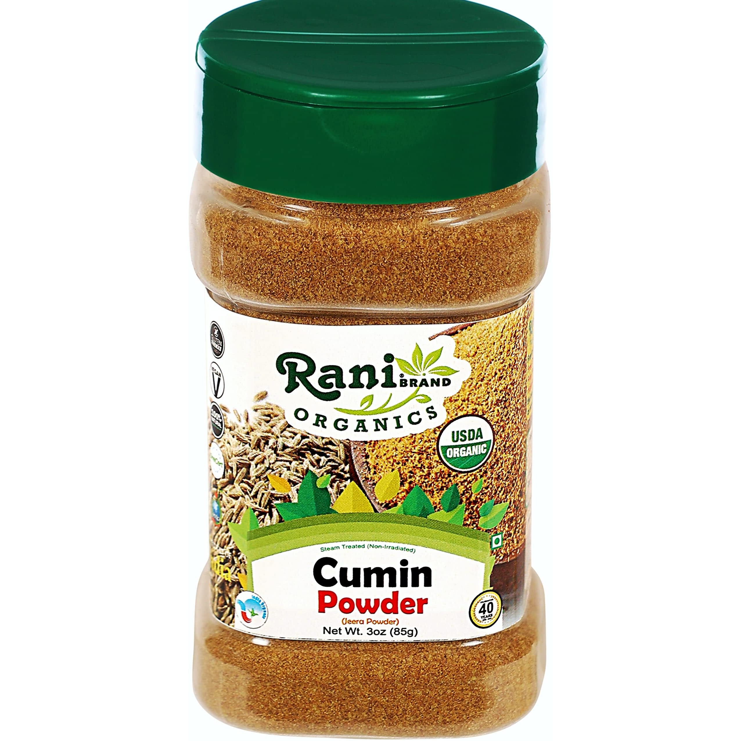 Rani Organic Cumin Powder (Jeera Powder) 3oz (85g) PET Jar ~ All Natural, Vegan, Gluten Friendly, NON-GMO, Indian Origin, USDA Certified Organic