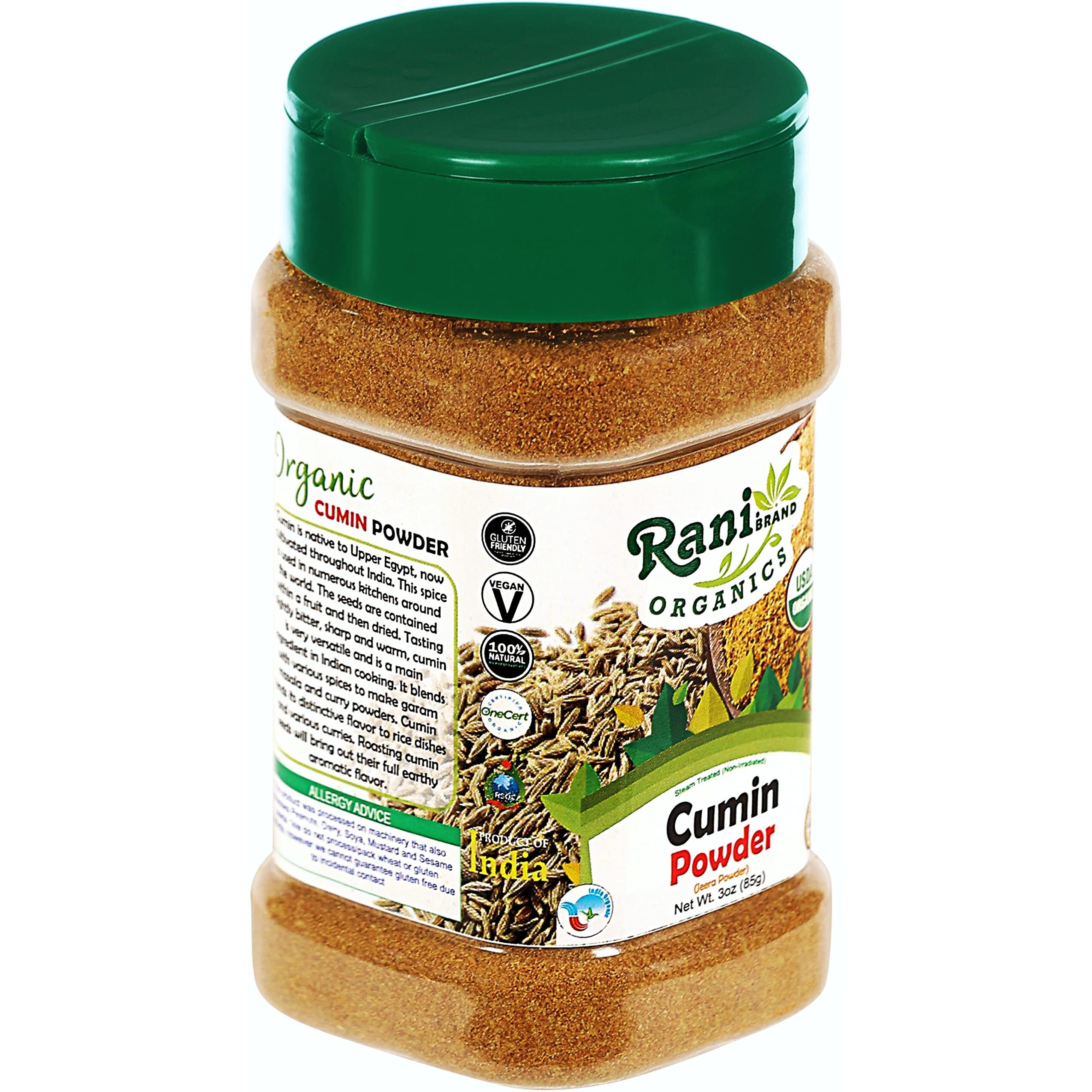 Rani Organic Cumin Powder (Jeera Powder) 3oz (85g) PET Jar ~ All Natural, Vegan, Gluten Friendly, NON-GMO, Indian Origin, USDA Certified Organic