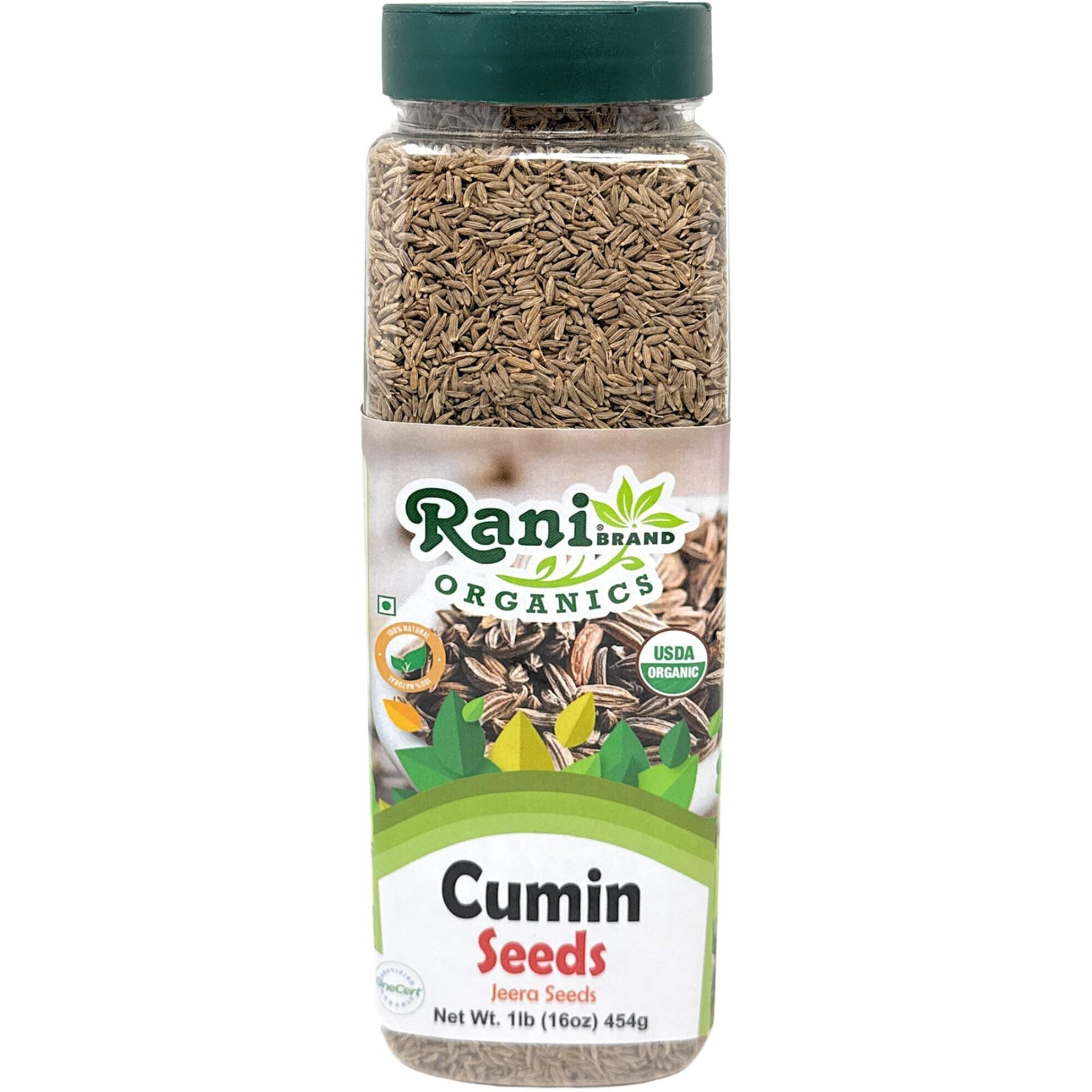 Rani Organic Cumin Seeds Whole (Jeera Sabut) 16oz (1lb) 454g PET Jar ~ All Natural, Vegan, Gluten Friendly, NON-GMO, Indian Origin, USDA Certified Organic