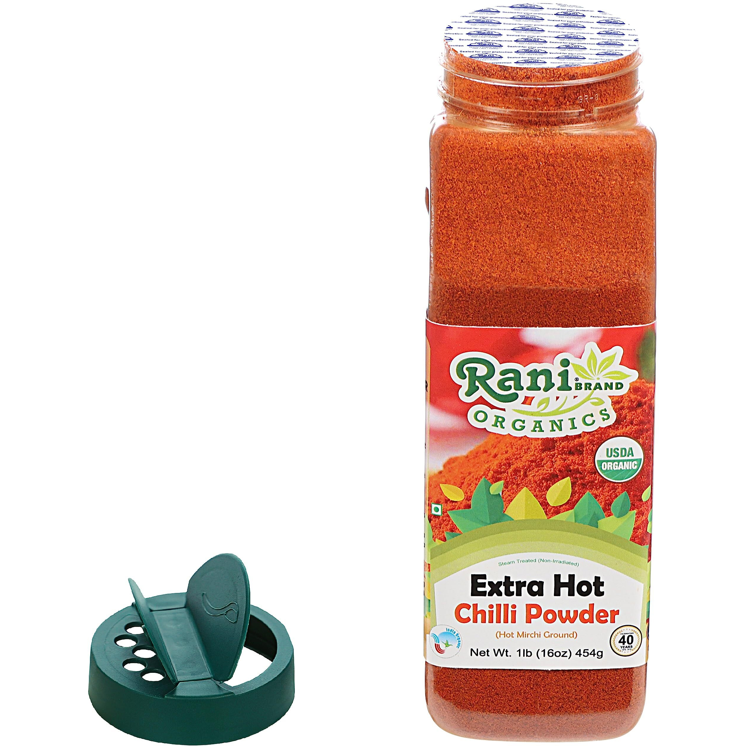 Rani Organic Extra Hot Chilli Powder (Hot Mirchi Ground) 16oz (1lb) 454g PET Jar ~ All Natural, Vegan, Gluten Friendly, NON-GMO, Indian Origin, USDA Certified Organic
