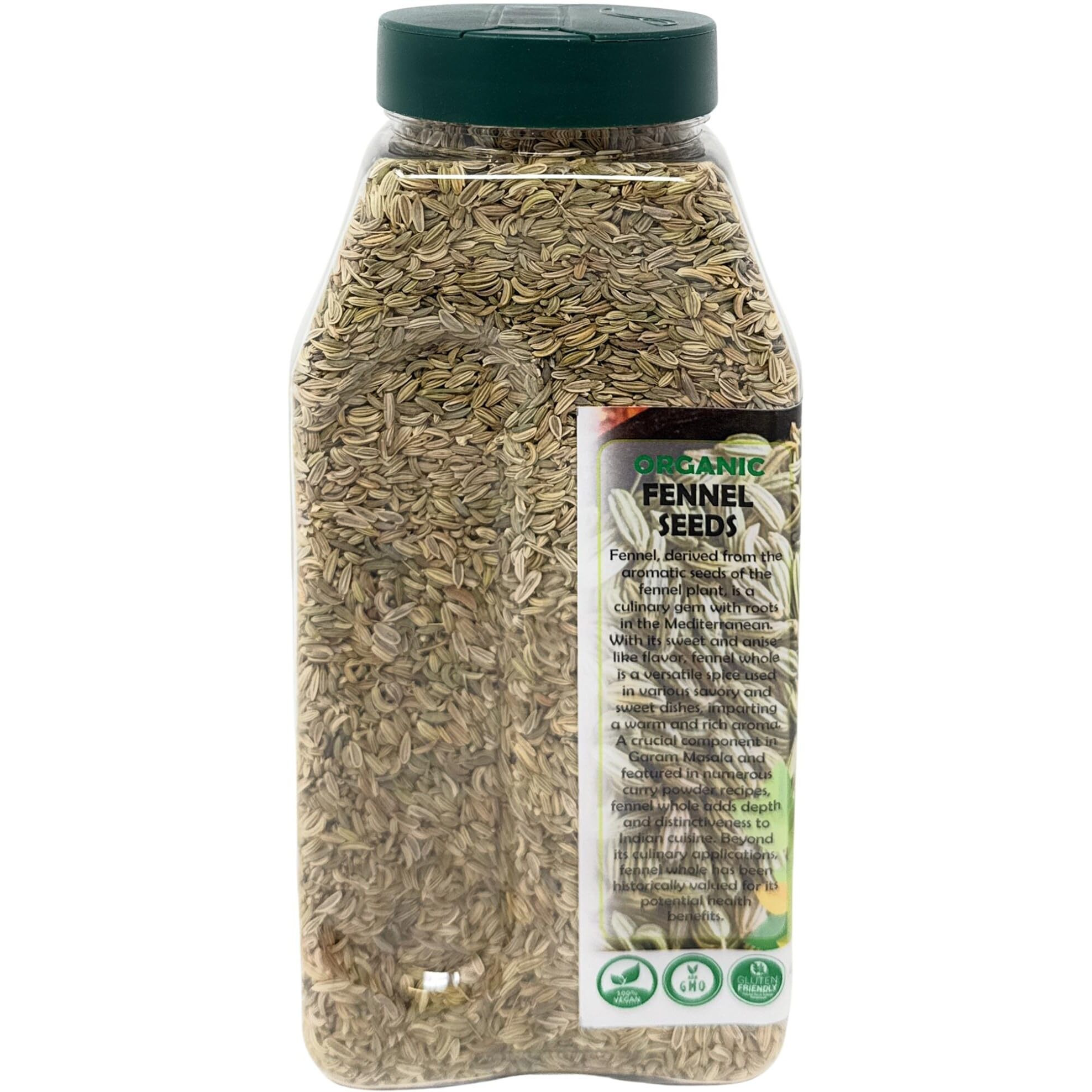 Rani Organic Fennel Seeds (Saunf Sabut) Whole Spice 16oz (1lb) 454g PET Jar ~ All Natural, Vegan, Gluten Friendly, NON-GMO, Kosher, Indian Origin, USDA Certified Organic