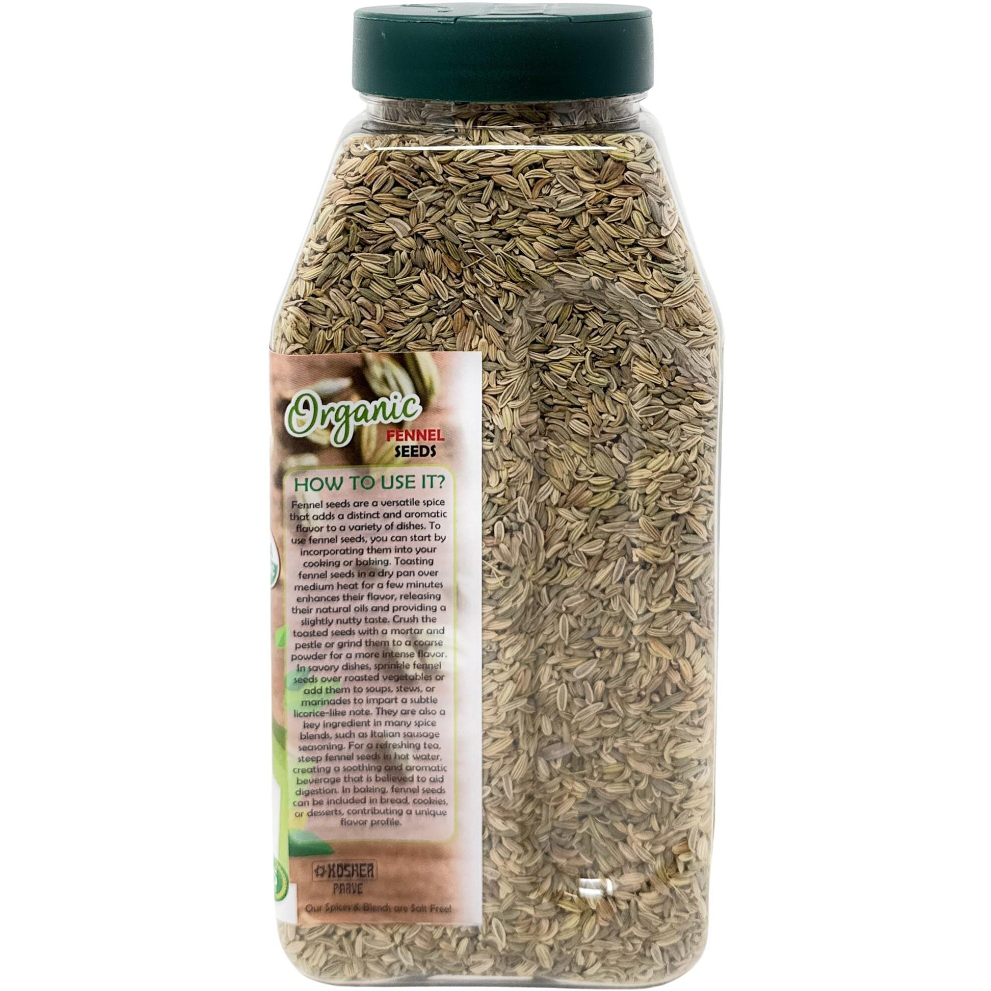 Rani Organic Fennel Seeds (Saunf Sabut) Whole Spice 16oz (1lb) 454g PET Jar ~ All Natural, Vegan, Gluten Friendly, NON-GMO, Kosher, Indian Origin, USDA Certified Organic