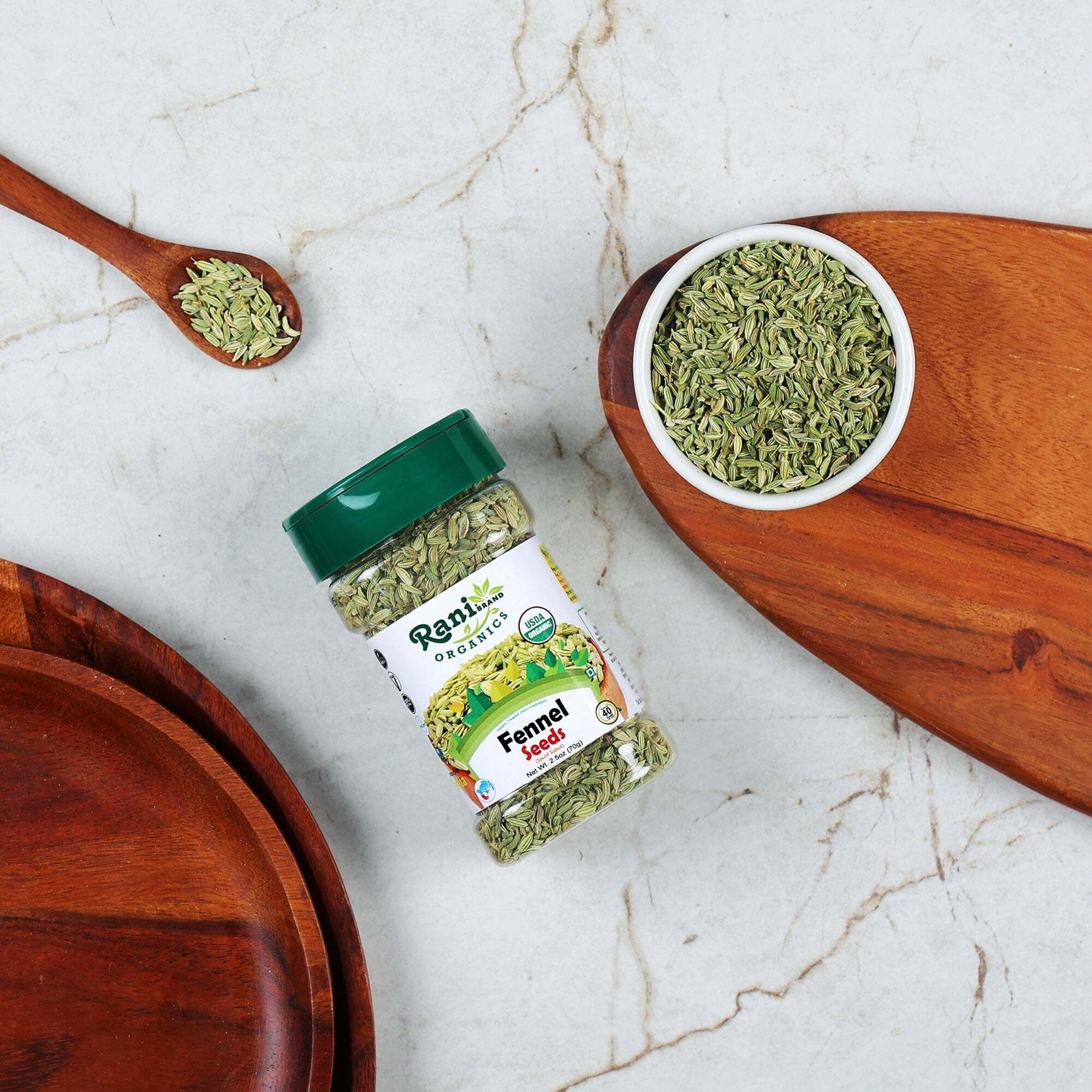 Rani Organic Fennel Seeds (Saunf Sabut) Whole Spice 2.5oz (70g) PET Jar ~ All Natural, Vegan, Gluten Friendly, NON-GMO, Indian Origin, USDA Certified Organic