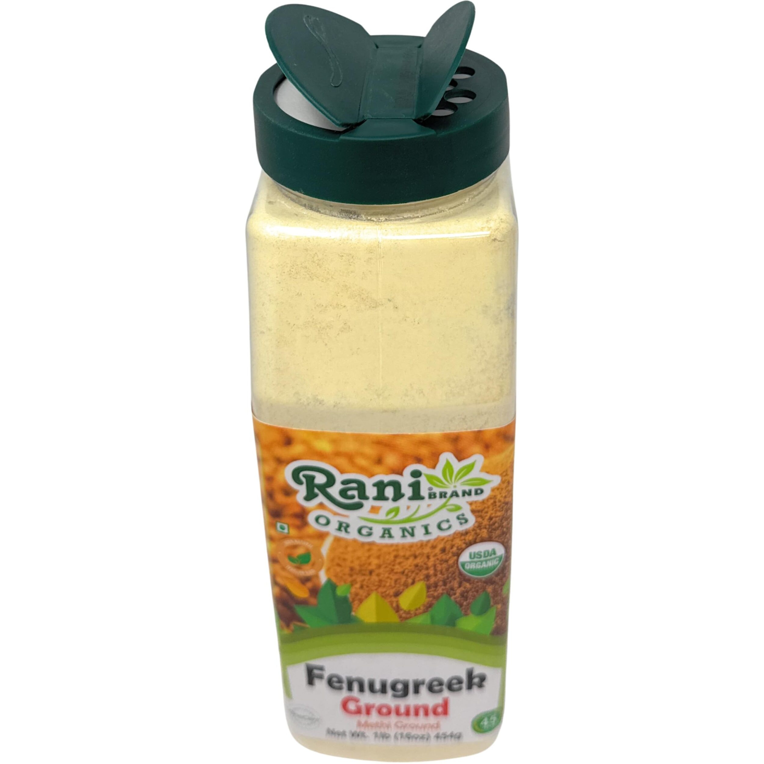 Rani Organic Fenugreek (Methi) Seeds Ground Powder 16oz (1lb) 454g Jar, Trigonella foenum graecum ~ All Natural, Vegan, Gluten Friendly, Non-GMO, Kosher, Indian Origin, USDA Certified Organic